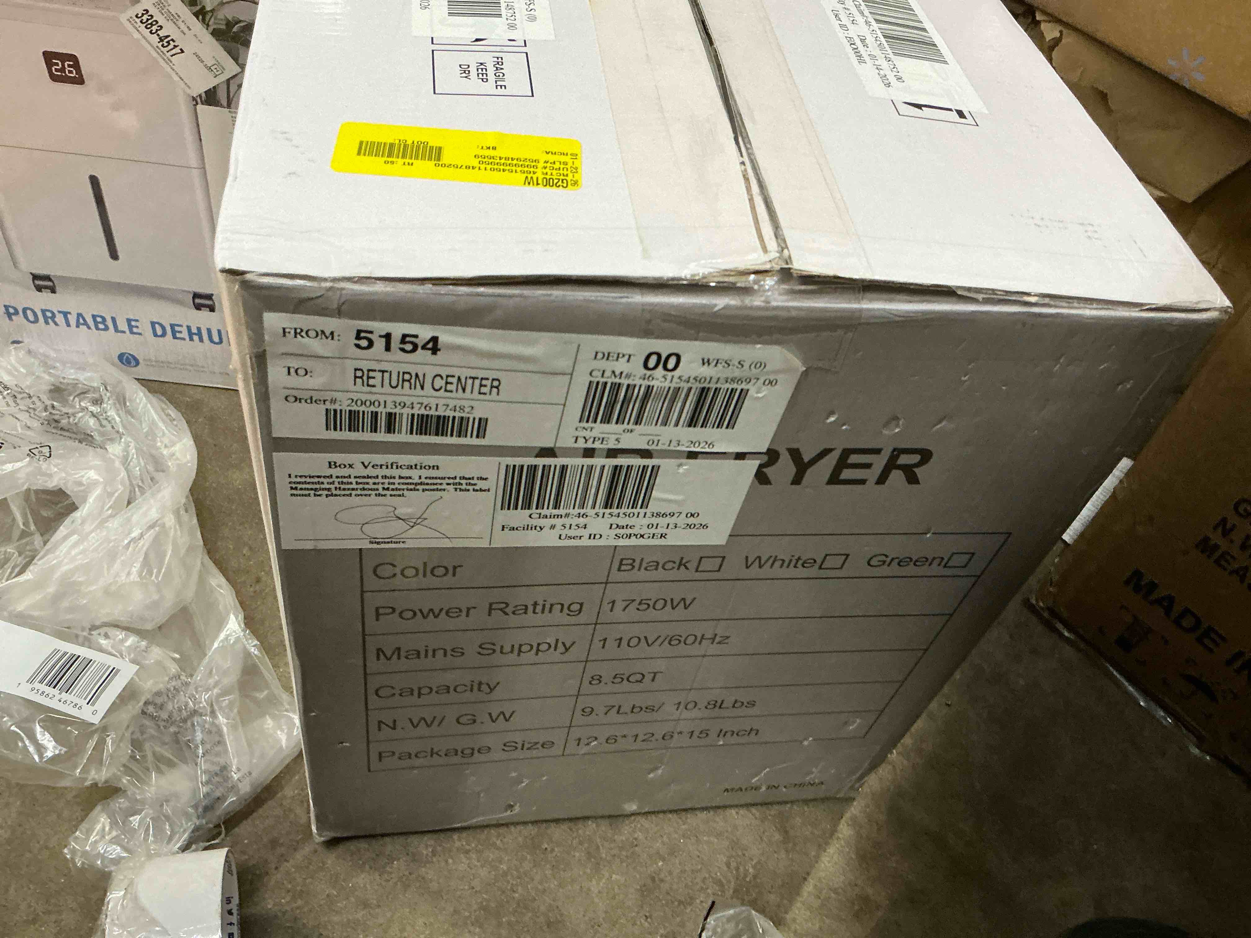 Condition photo showing New/Like New for Bluebow Newest Air Fryer Large 8.5 QT  White  8 in 1 Touch Screen  Visible Window  1750W