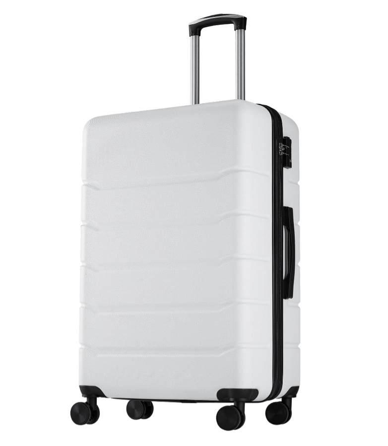 edx 24 Inch Hardside Expandable Luggage with Spinner Wheels  Checked-Medium Lightweight Expandable Rolling Luggage with TSA Lock  White