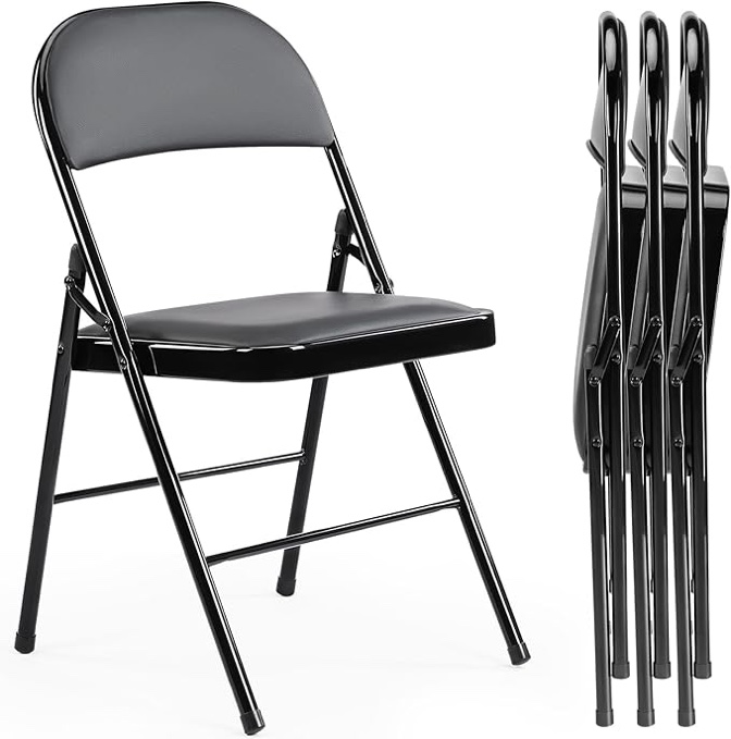 Harigal 6 Pack Folding Chairs Leather Padded Cushion Chairs with Comfortable Cushion and Stainless Steel Frame for Home and Office for Indoor and Outdoor Events