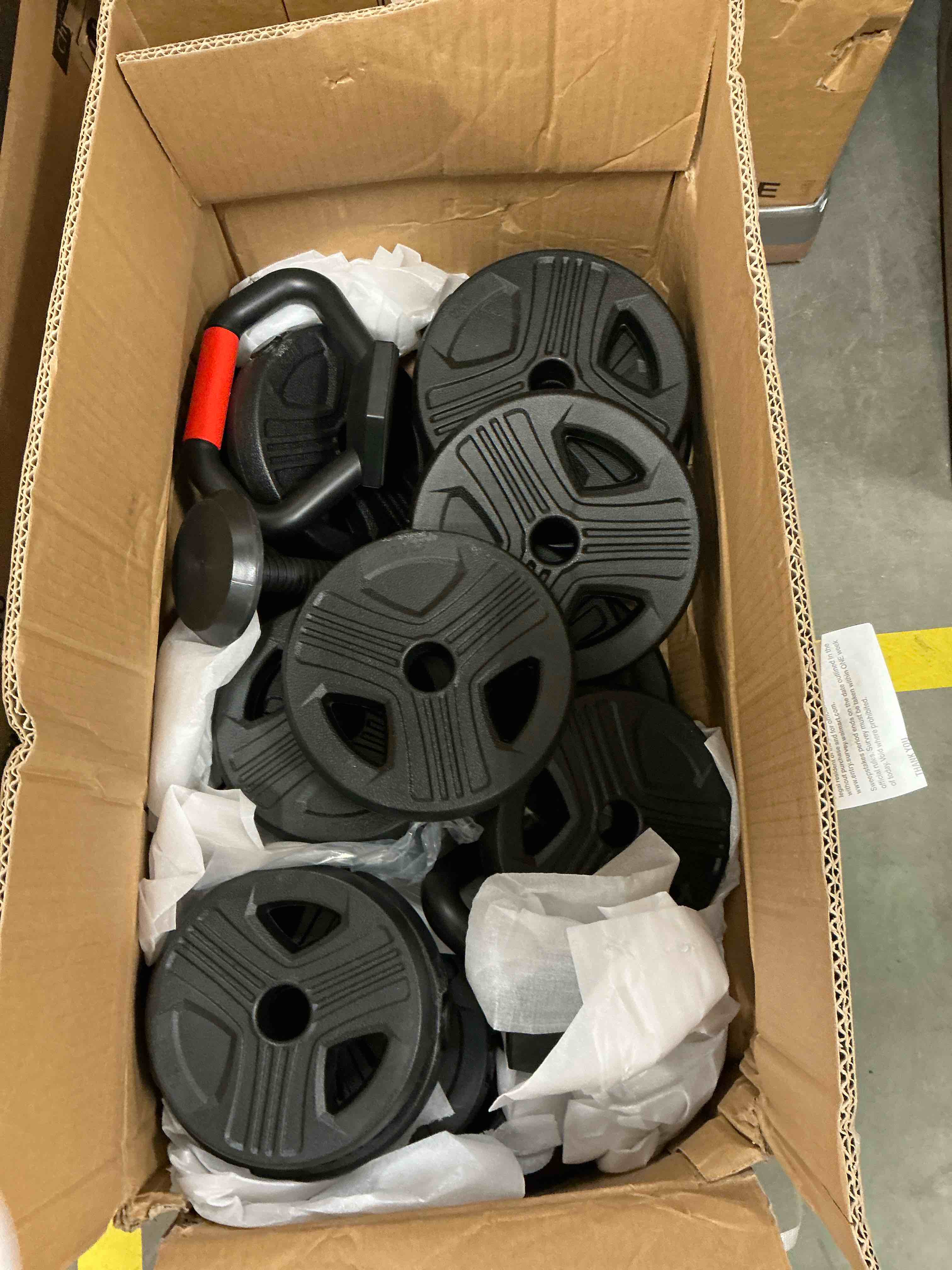 Condition photo showing New/Like New for 70lbs Free Weight Set with Connector  6 in1 Dumbbells Set Used as Barbell  Kettlebells  Push up Stand  Fitness Exercises for Home Gym Suitable Men/Women