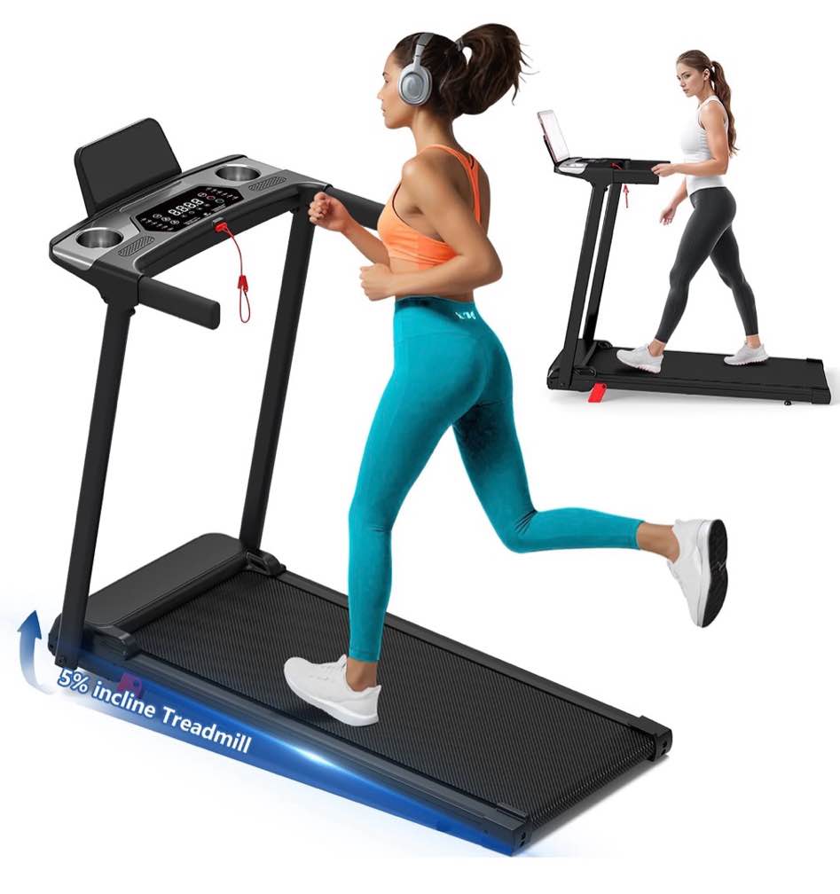 Tomile Foldable Electric Treadmill for Home, 3.0 HP Portable Treadmill with Incline for Running Exercise, 300 lb Capacity