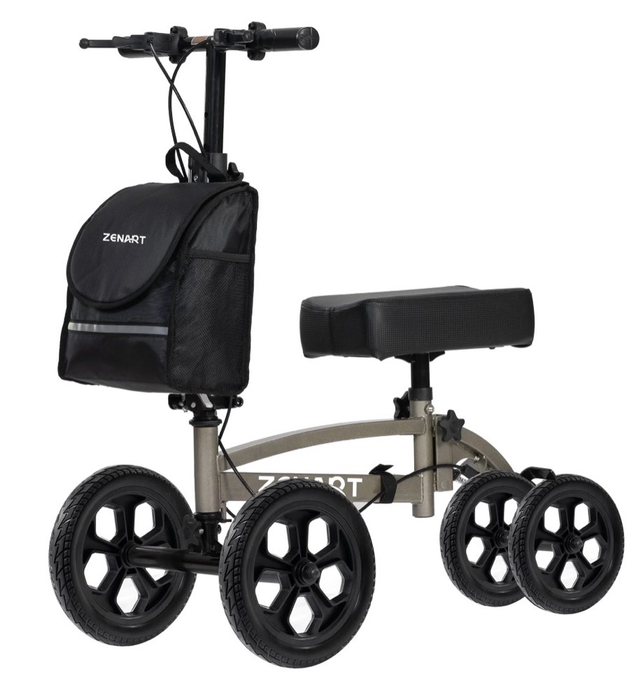 ZENART All-terrain Knee Scooter Foldable Walker for Foot Injuries Adult Crutch Alternative,Champagne