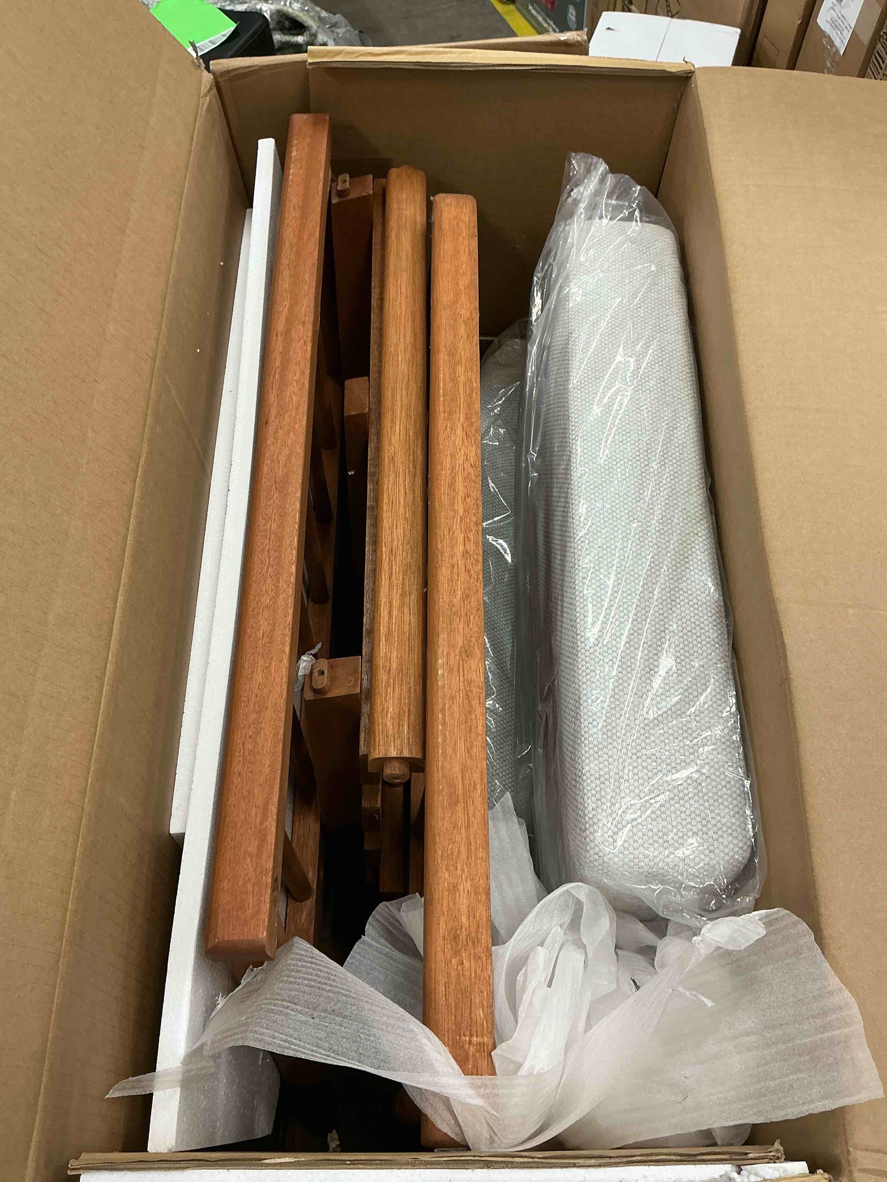 Condition photo showing Good Condition for Modern Outdoor Solid Wood Spindle Style Single Lounge Chair - Brown