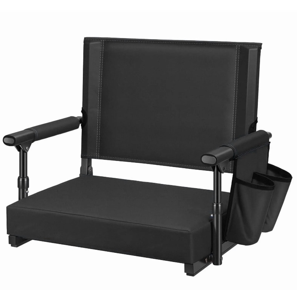 SPECSTAR Stadium Seats with Back Support and Cushion Black 1 Pack