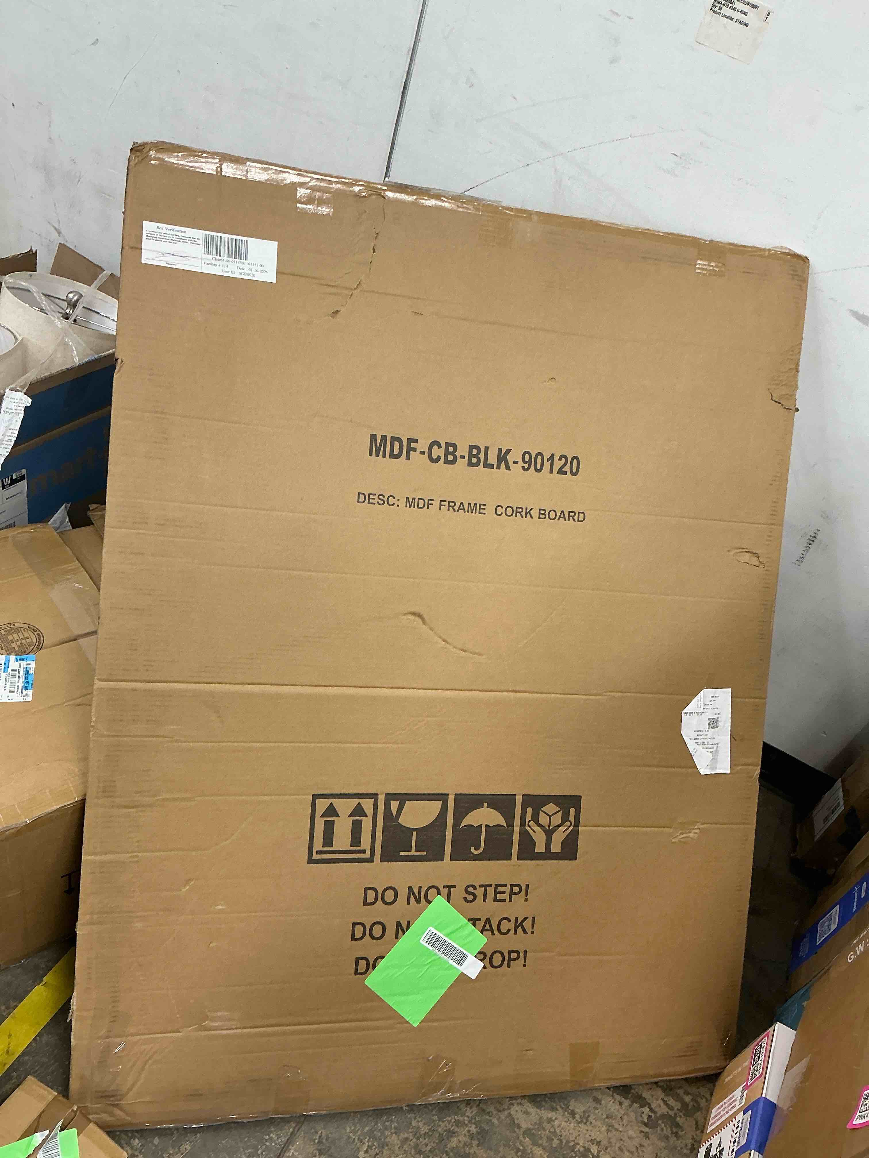 Condition photo showing As Is for Large Cork Board Bulletin Board Poster Board Foam 48 x 36 Black Wood Framed Corkboard Office Board for Wall Cork Large Wall Mounted Notice Pin Board with 10 Push Pins for Wall Home & Office