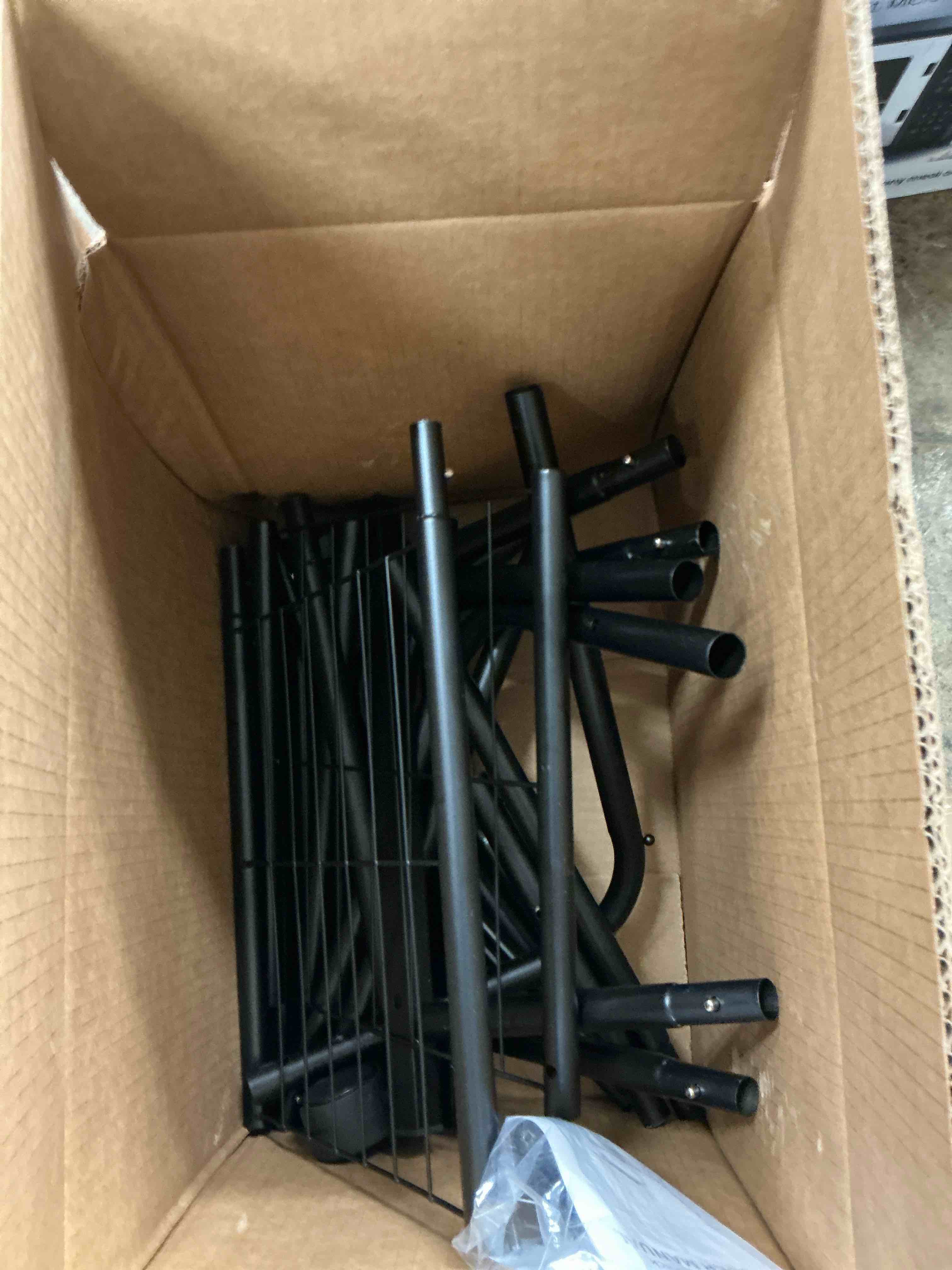 Condition photo showing As Is for Sakugi Clothes Rack, Double-Rod Garment Rack with Hooks & Mesh Shlef, Versatile Clothing Racks for Hanging Clothes, Hats, Bags, Portable Hanger for Bedroom, Laundry, 32.7"×16"×59.1", Black