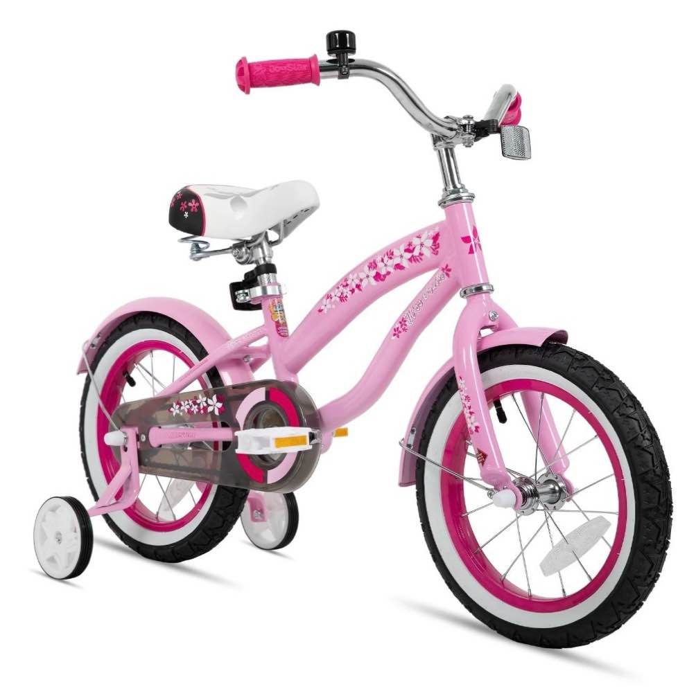 JOYSTAR 12" Kids Cruiser Bike for Ages 2-7 Years Old Girls & Boys, Kids Bike with Training Wheels, Cruiser Bicycles for Children, Pink