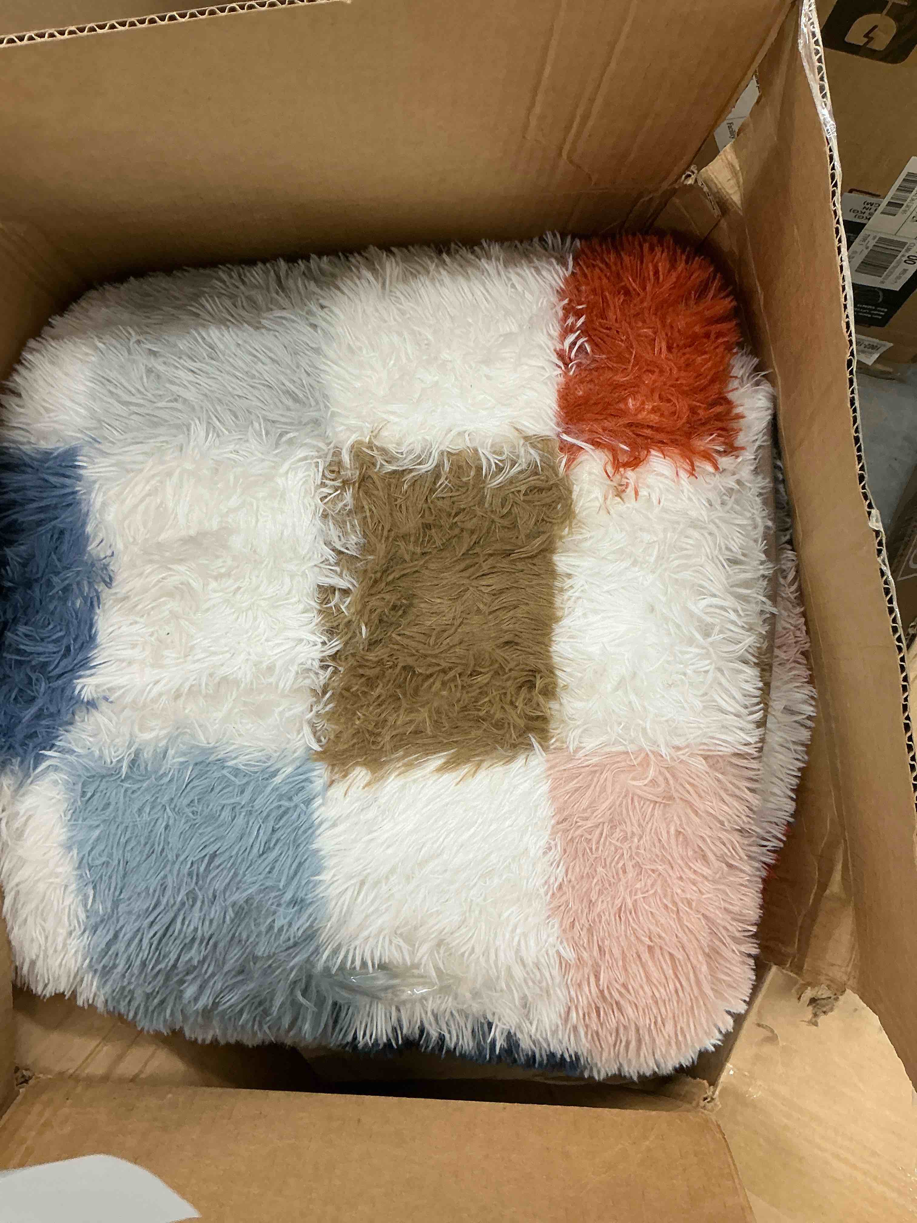 Condition photo showing Good Condition for CozyDesg Shag Area Rugs, 5'x8' Soft Fluffy Floor Rugs Checkered Carpet?Washable Area Rugs for Living Room Bedroom Decor,Colorful