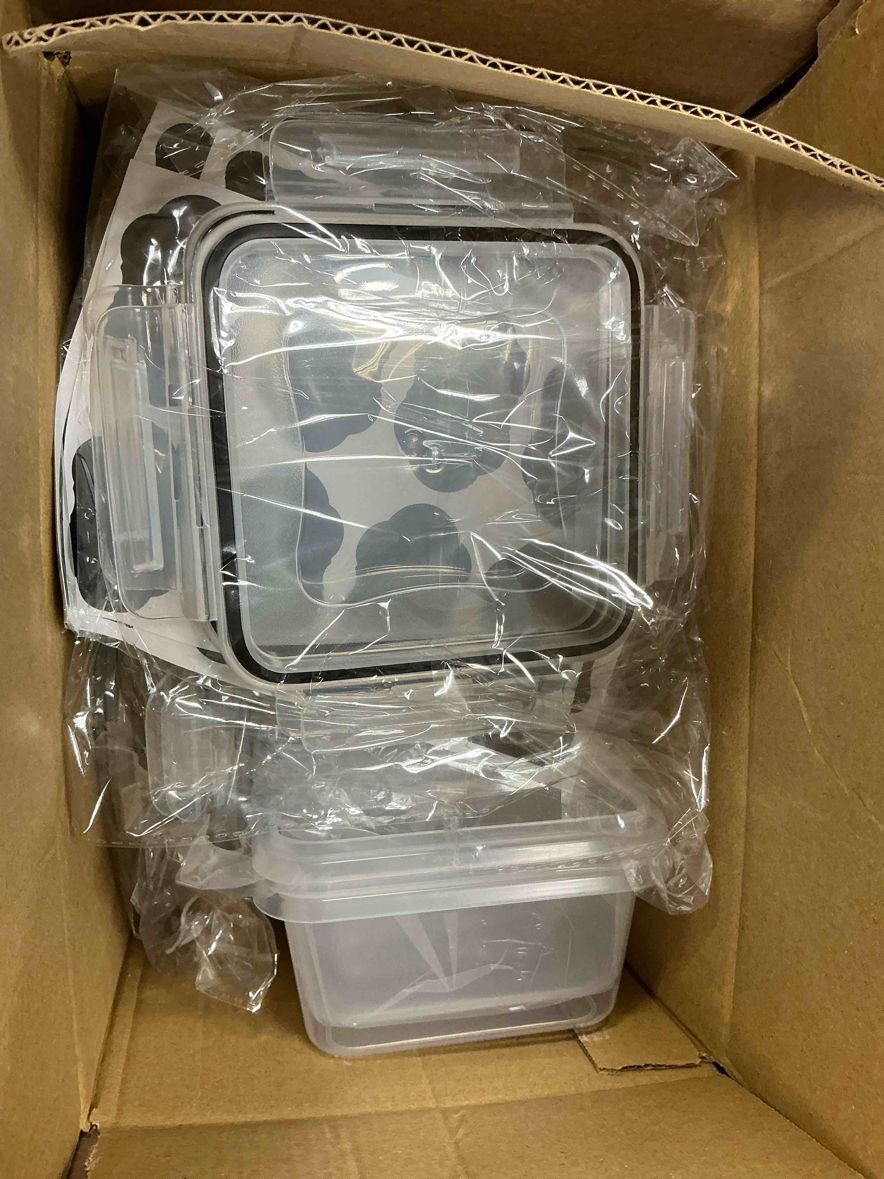 Condition photo showing New/Like New for 50 Pcs Food Storage Containers with Lids Airtight  Plastic Meal Prep Container for Pantry & Kitchen Organization & bento box & snack containers  BPA-Free  Leak-Proof with Labels & Marker Pen