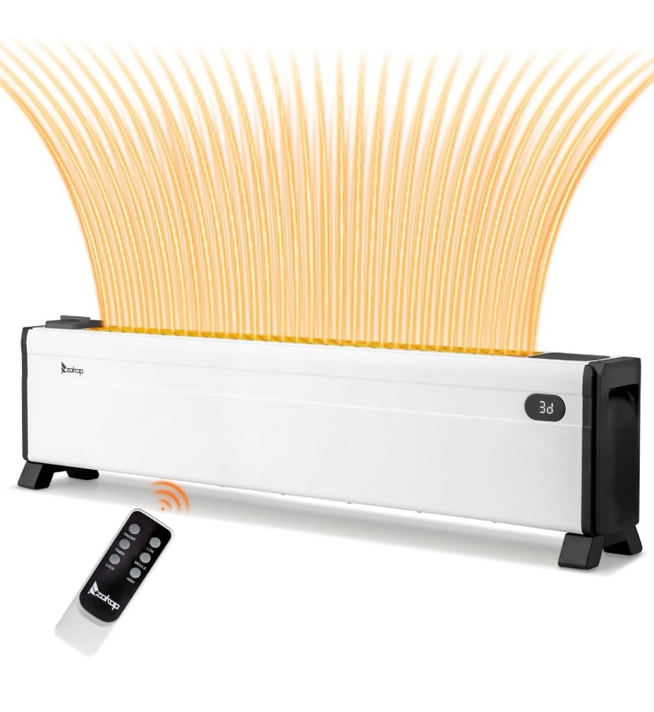 Ktaxon 40" Baseboard Heater, 1500W Electric Baseboard Space Heater with 3 Heat Settings, Remote Control, Built-in Humidifier, 12H Timer, Tip-Over Switch, for Indoor Bedroom Office Home, White