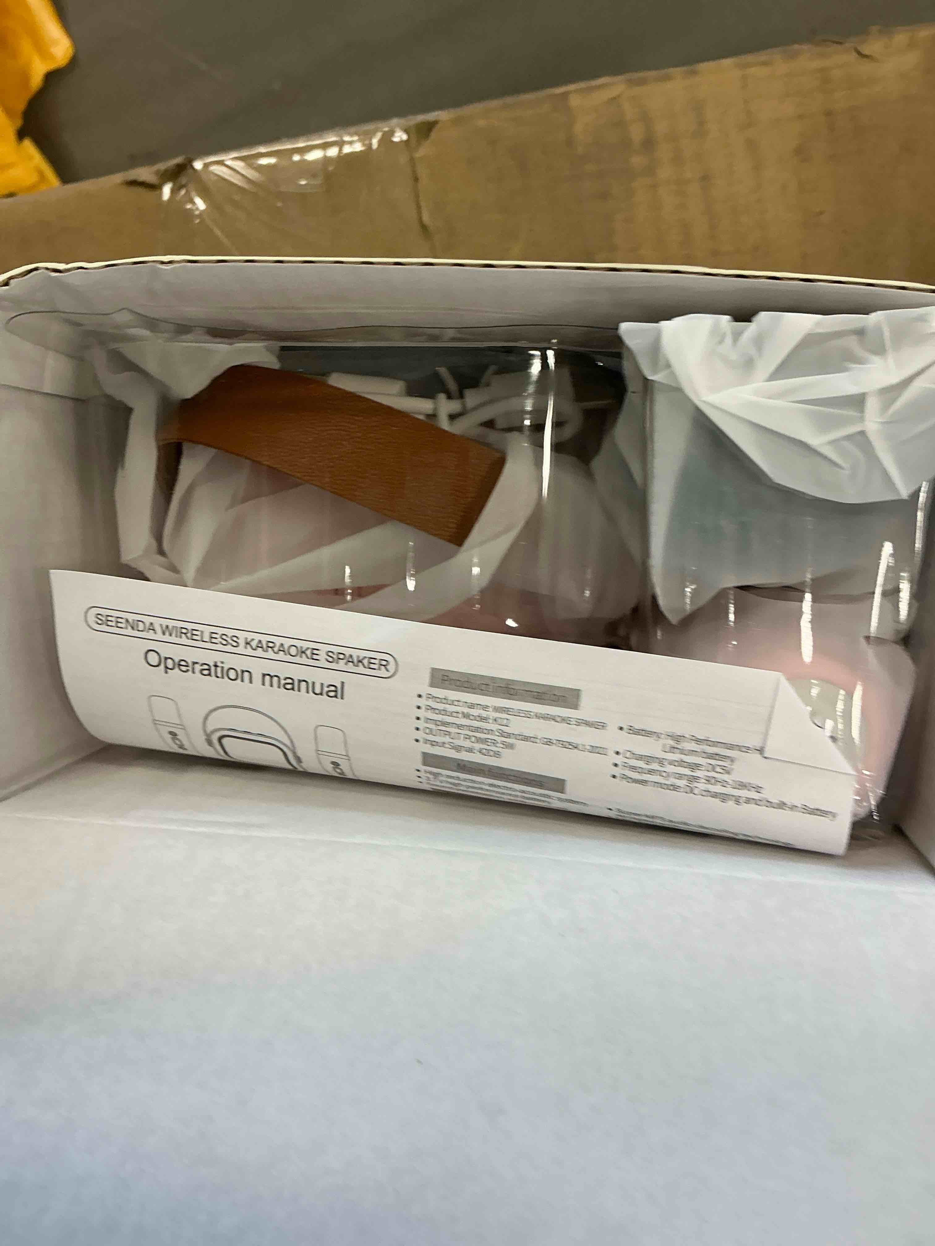 Condition photo showing New/Like New for Seenda Mini Karaoke Machine for Kids, Colorful LED Portable Bluetooth Speaker with 2 Wireless Mics,4-12 Years Old Kids Christmas Birthday Gift