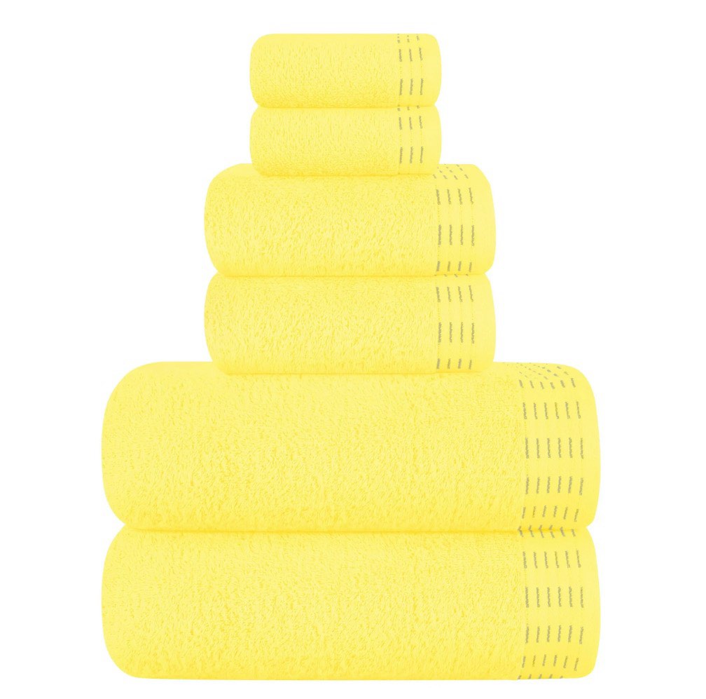 BELIZZI HOME Ultra Soft 6 Pack Cotton Towel Set, Contains 2 Bath Towels 28x55 inch, 2 Hand Towels 16x24 inch & 2 Wash Coths 12x12 inch, Ideal for Everyday use, Compact & Lightweight - Lime Yellow