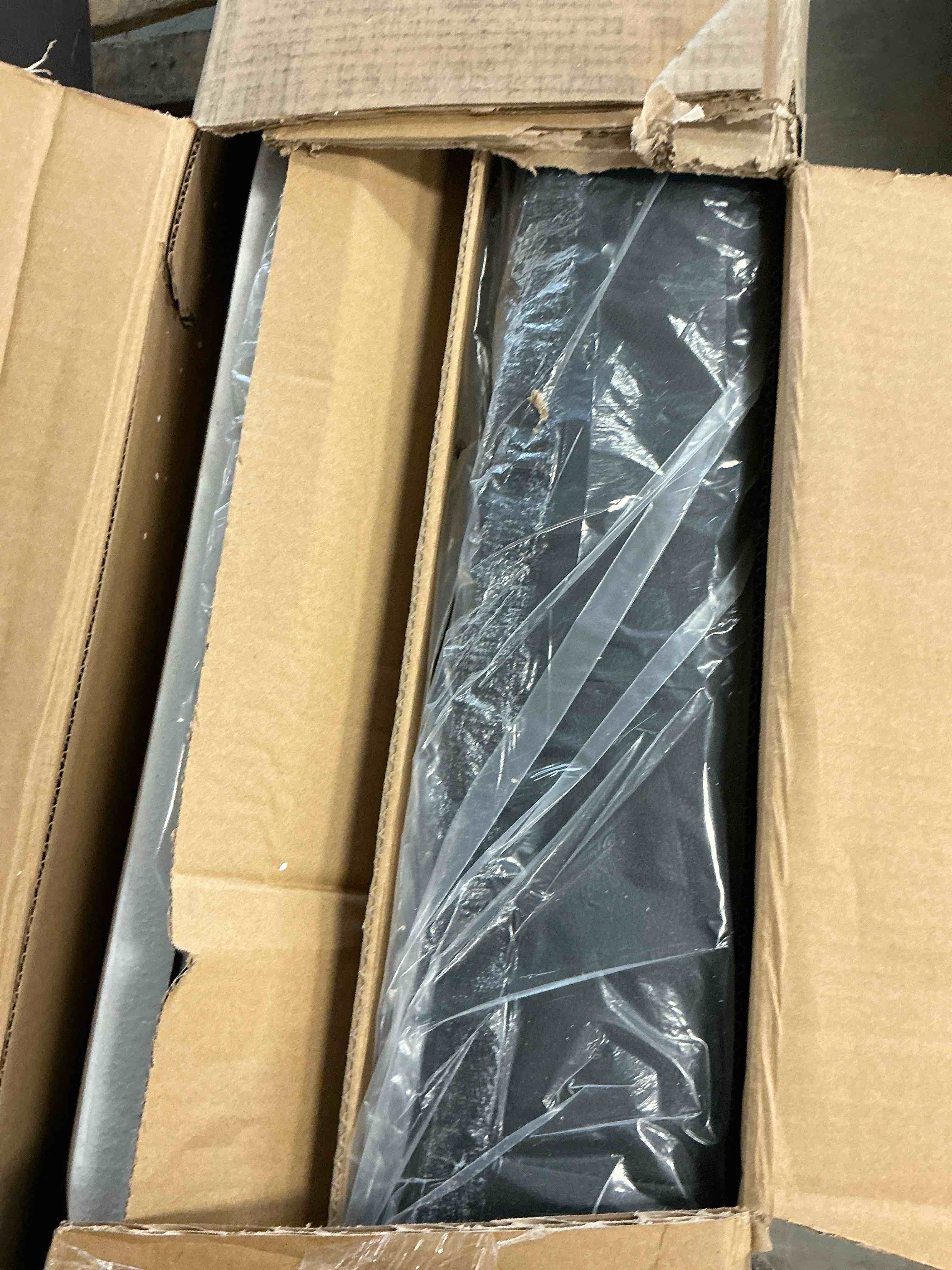 Condition photo showing New/Like New for Homfa Queen Size LED Bed Frame with 4 Storage Drawers, Modern Wingback PU Leather Crystal Button Upholstered Platform Bed Frame with Outlets and USB Ports & Display Platform, Black