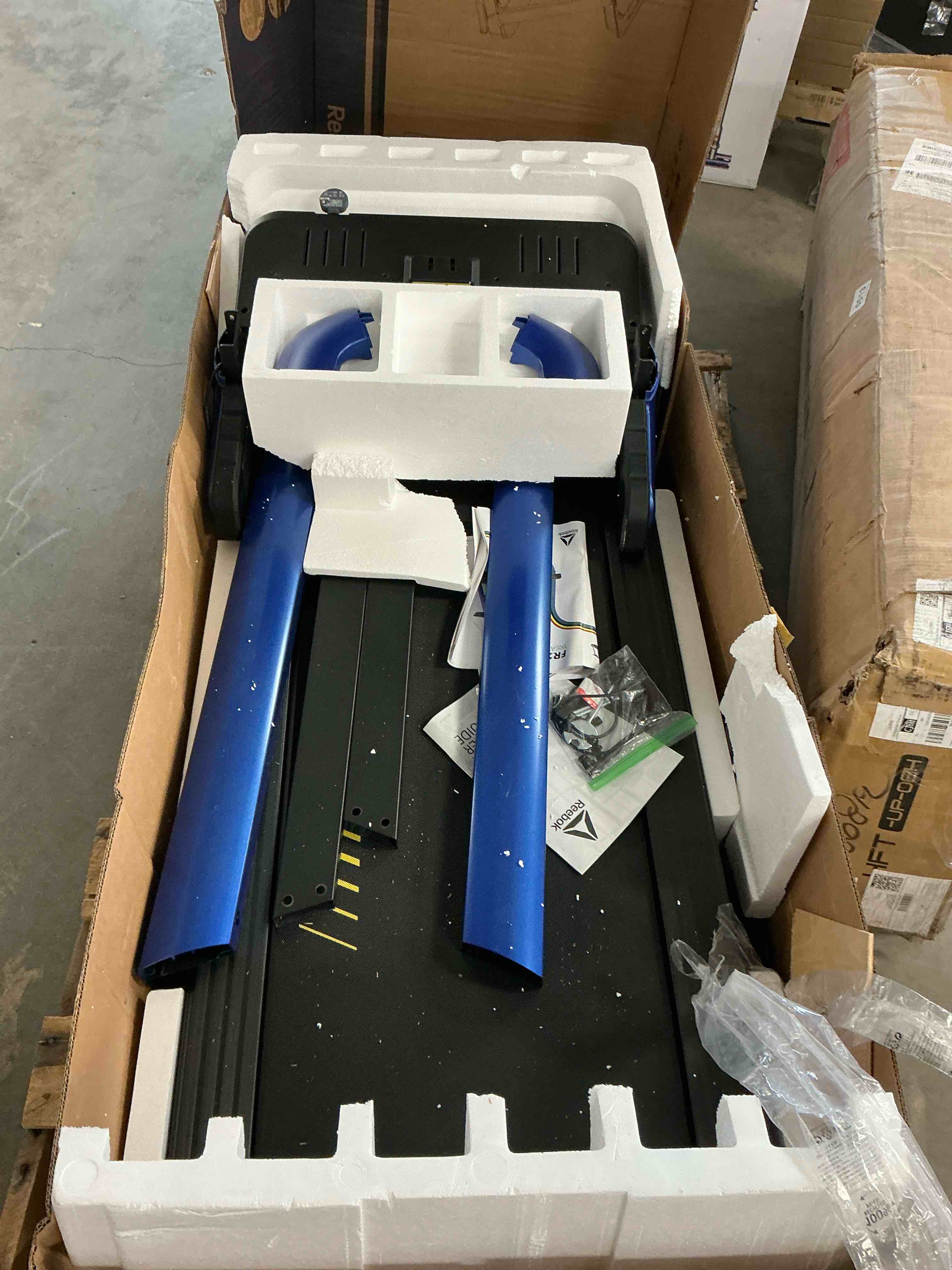 Condition photo showing New/Like New for Reebok FR20z Floatride Treadmill - Blue with Incline  Bluetooth  Walking or Running  2.25 HP  11.2 MPH