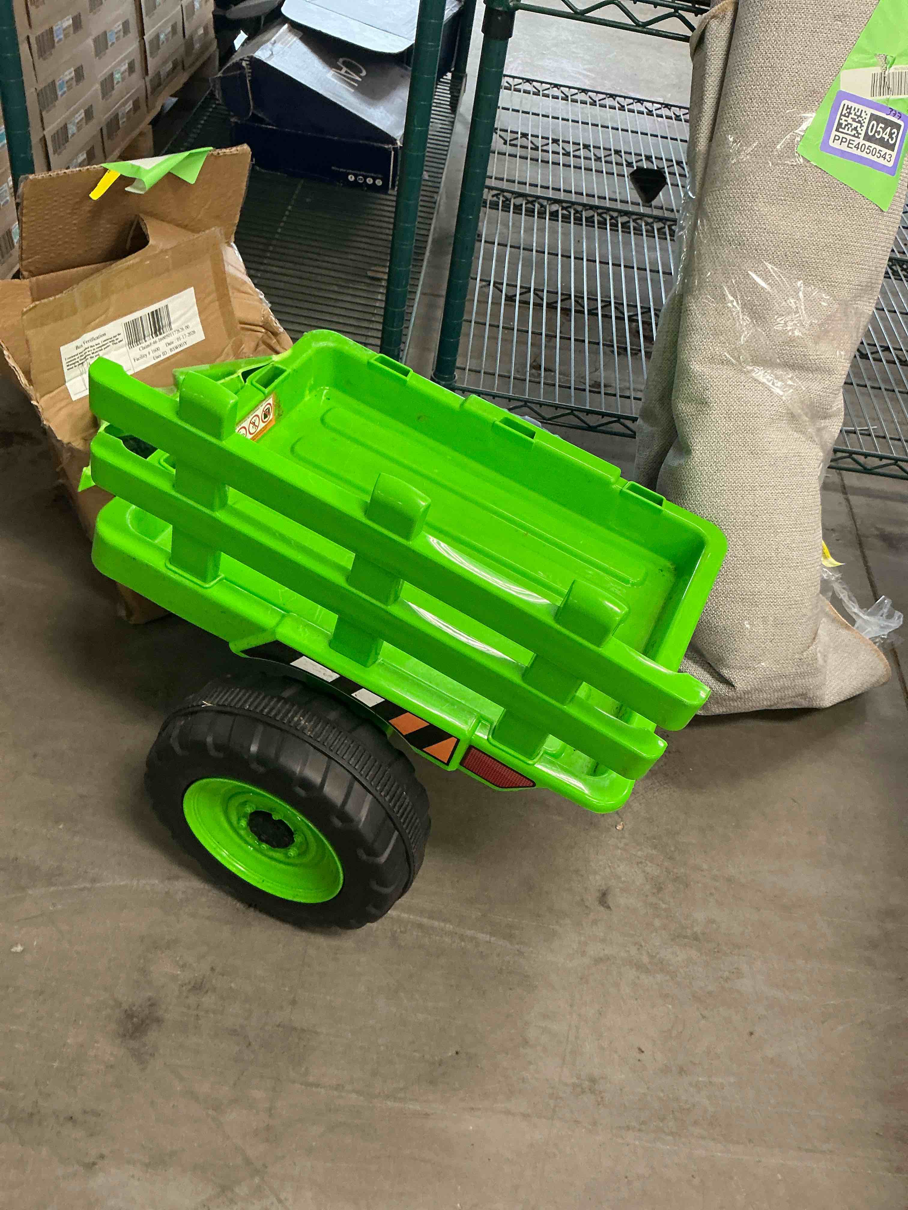 Condition photo showing As Is for Trailer for tractor for kids Ride On, Green