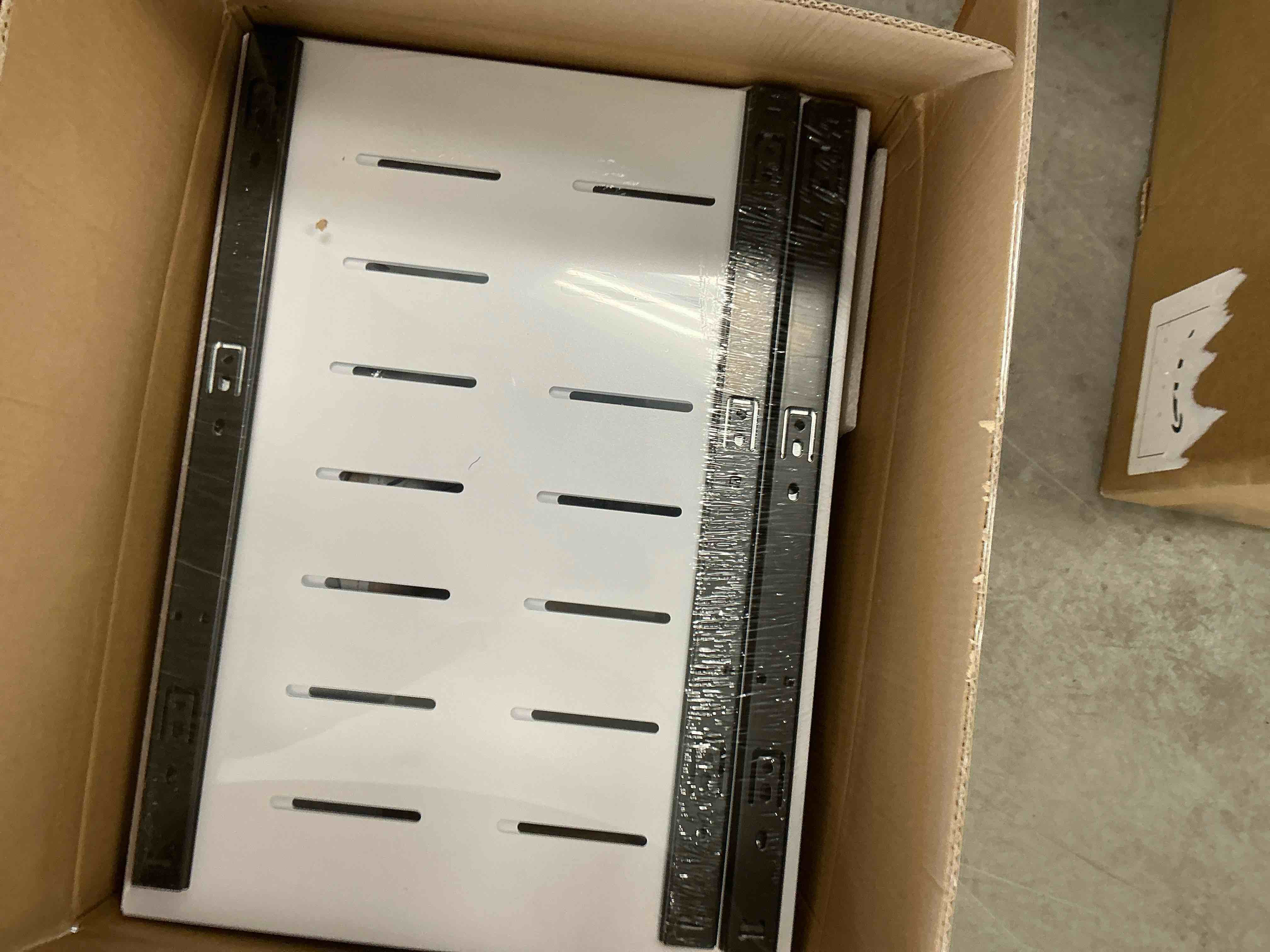 Condition photo showing New/Like New for 2 Pack Expandable Pull Out Cabinet Organizer 16.5"Deep with Raising Pad for Framed Cabinets,Upgrade 3 Slide Rails Slide Out Drawers,Roll Out Shelves Adhesive,Adjustable Width 12.2"-20.4"White White 16.5"D x 12.2"-20.4"W(2Pack)