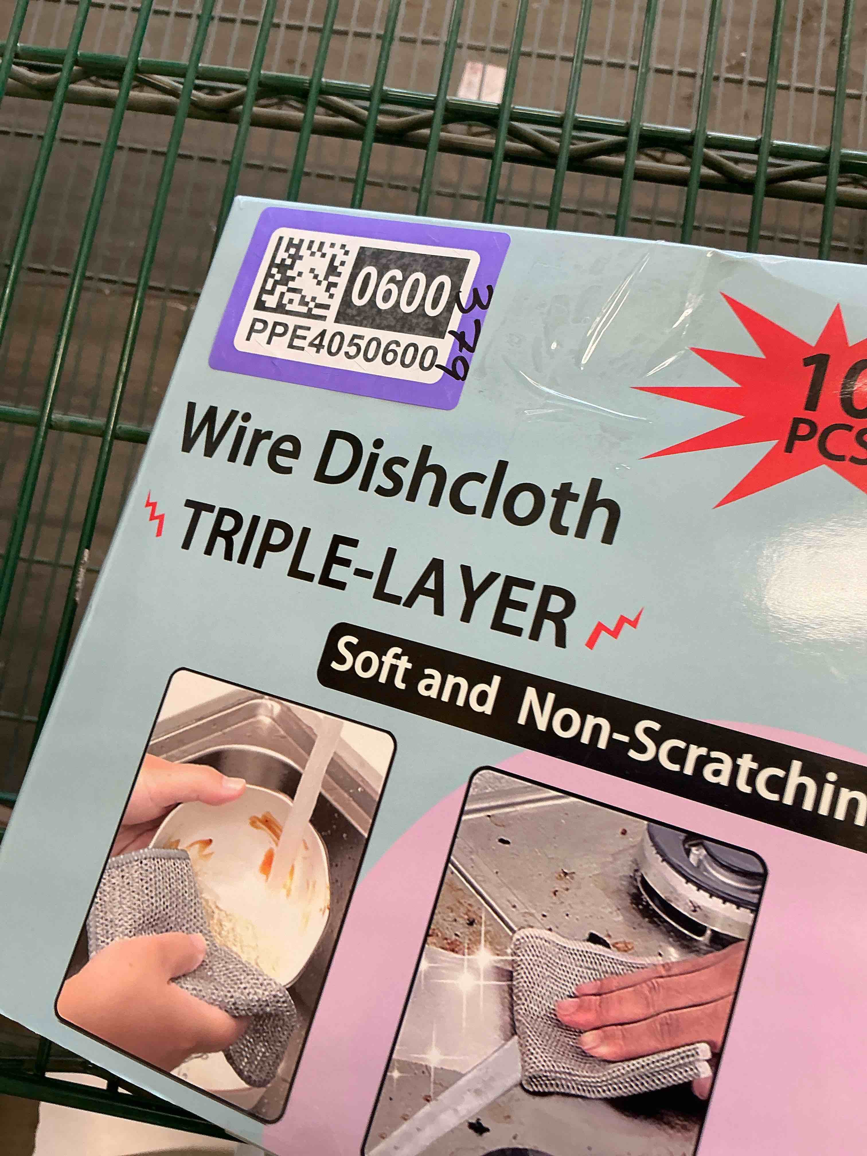 Condition photo showing New/Like New for 10 Pcs New Upgraded 3 Layers Non Scratch Wire Dishcloth, Multipurpose Wire Dishwashing Rags, Wet & Dry for Cookware, Sinks, Dishes, Stoves & Fireplaces (7.87 x 7.87-10pcs) 7.87x7.87-10pcs