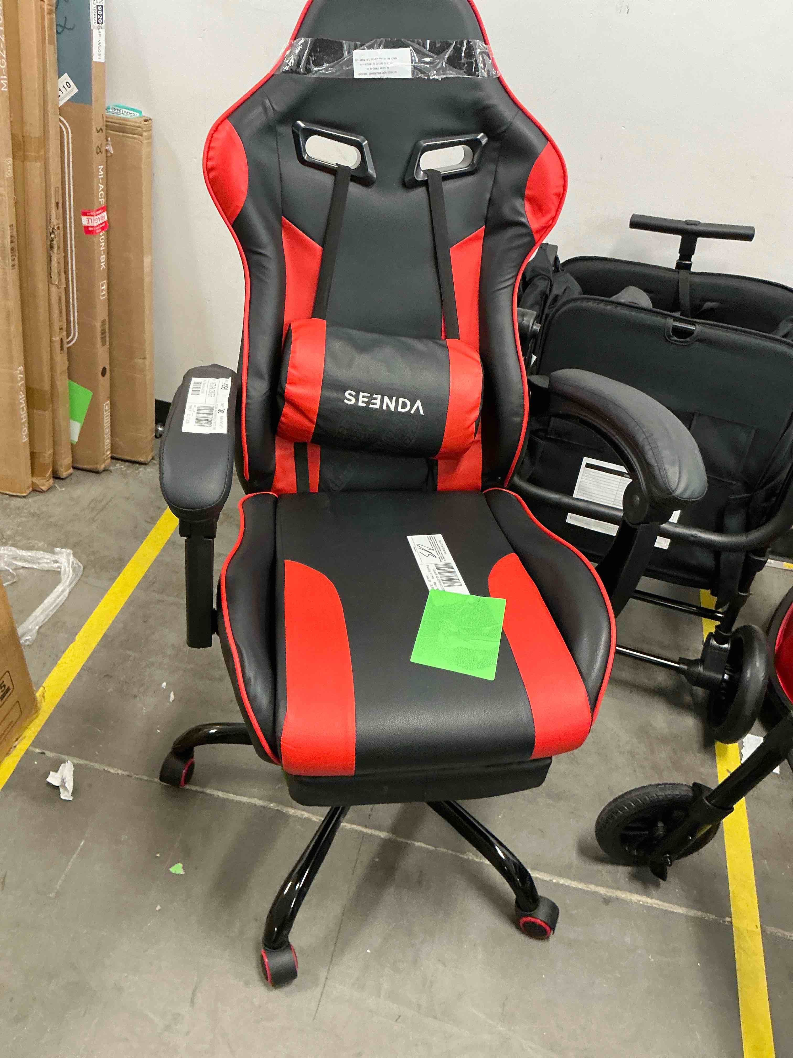 Condition photo showing Good Condition for High-Back Massage Adjustable Reclining Ergonomic Faux Leather Swiveling PC & Racing Game Chair with Footrest