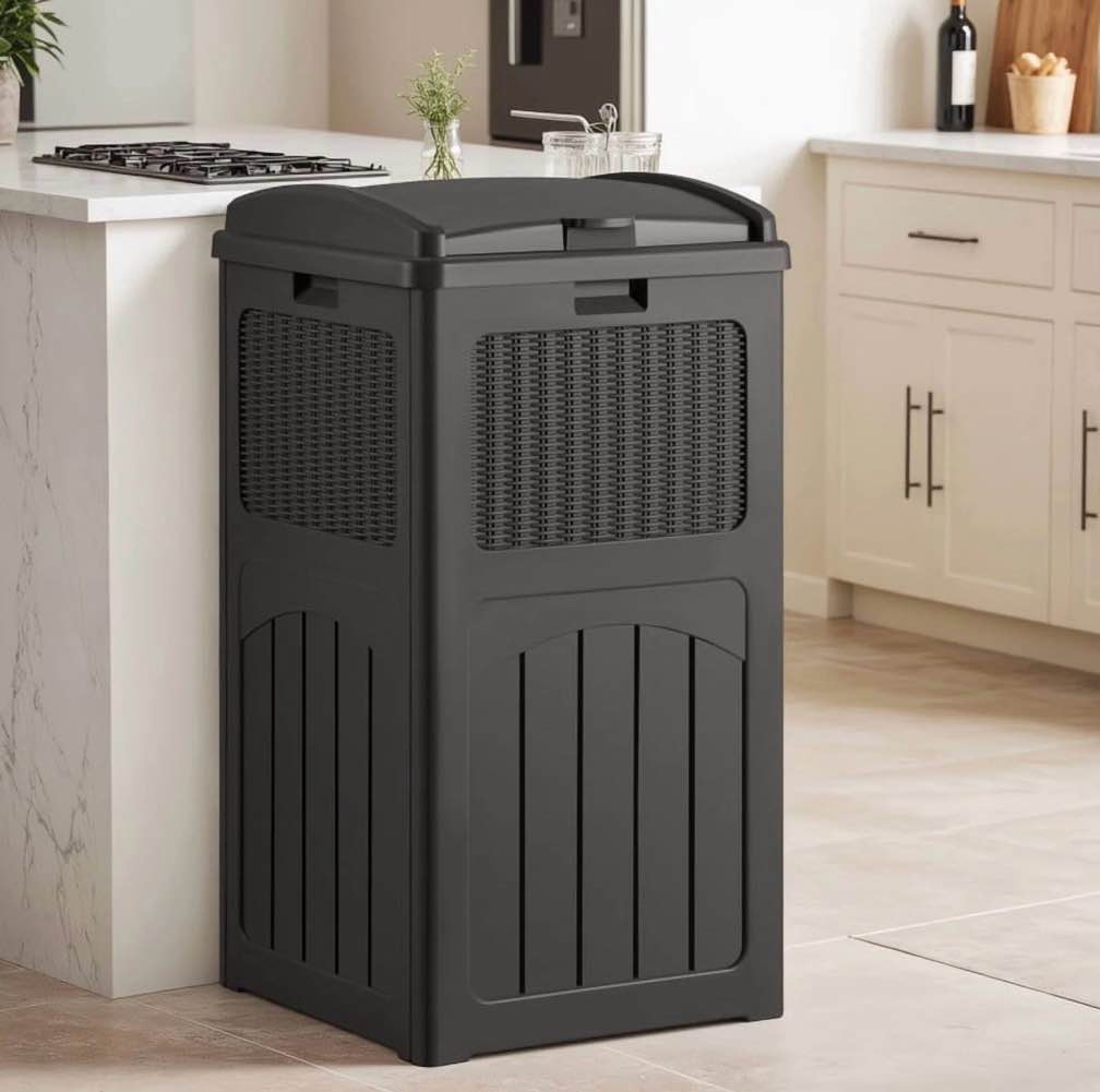 Homall Homes 36 Gallon Trash Can Plastic Kitchen Trash Can,Gray