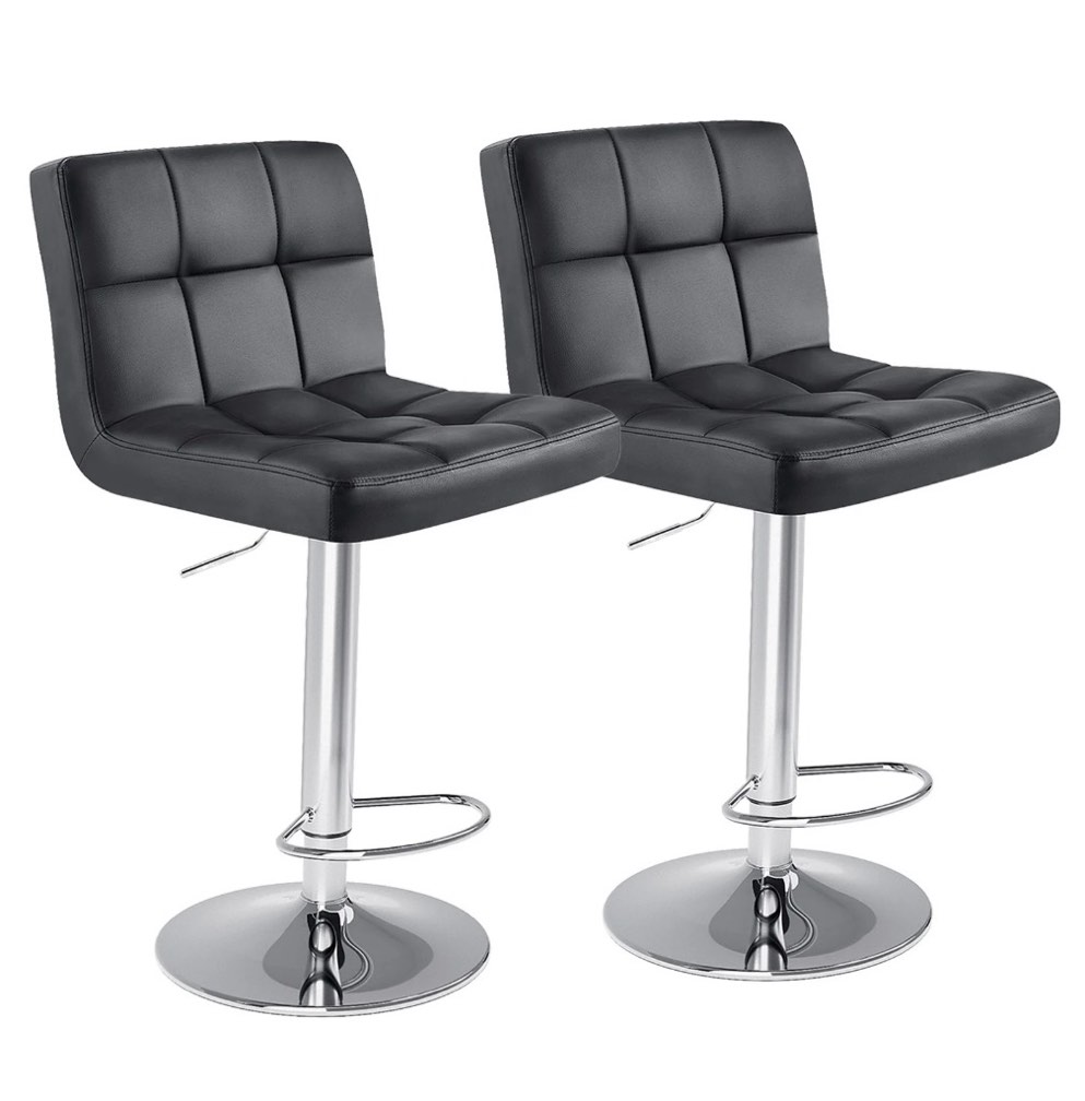 edx Bar Stools Set of 2 with PU Leather, Swivel High Back Bar Stools for Kitchen Island, Bar Stools, Black