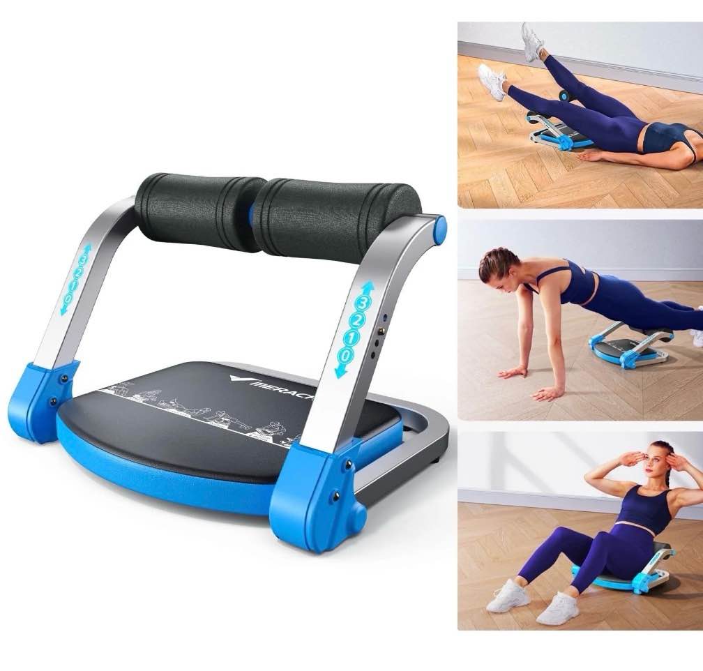 MERACH Ab Machine, Stomach Workout Equipment with 3 Resistance Levels and Auto-Rebound Feature, Sit-Up Equipment Supporting Up to 330 LBS