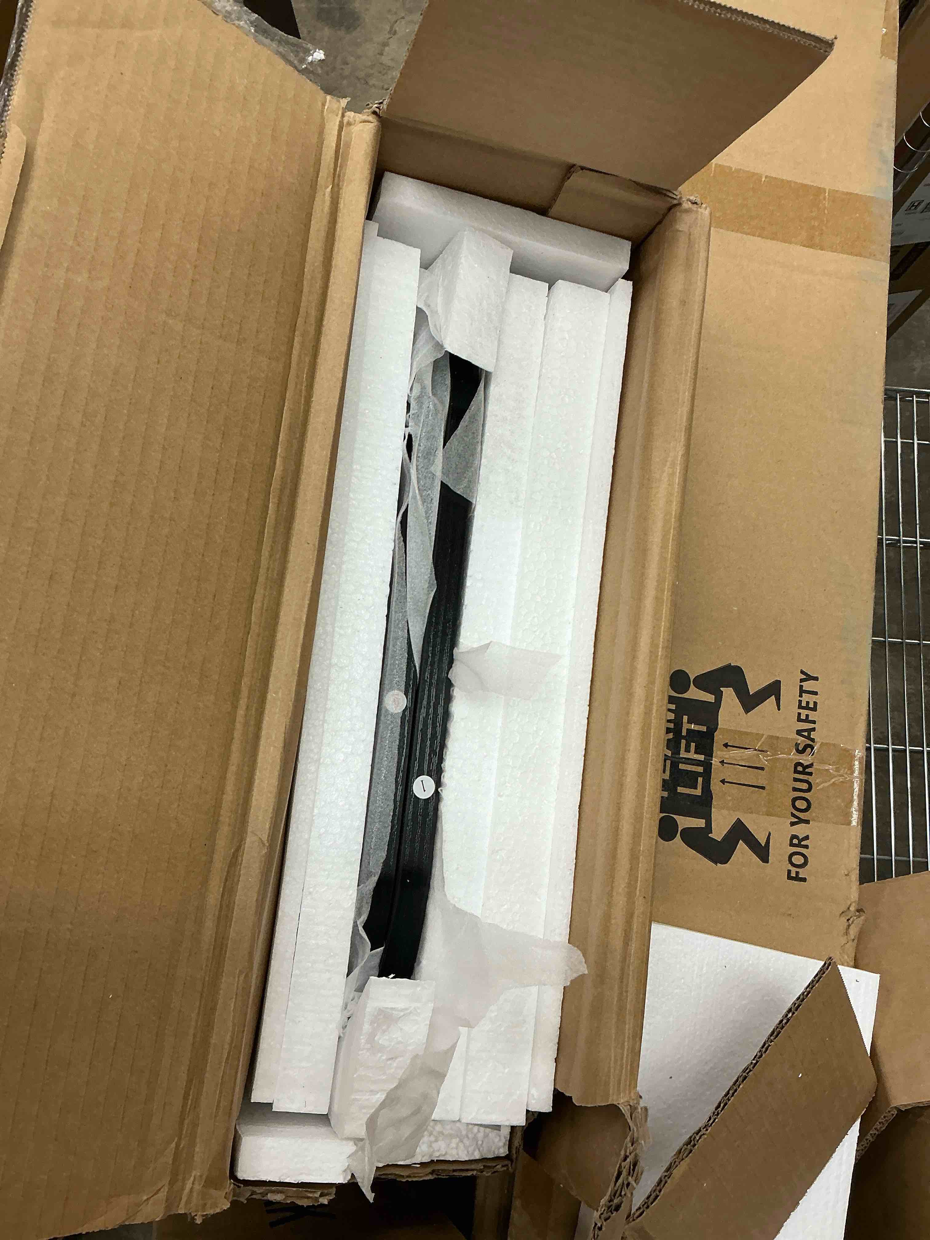 Condition photo showing New/Like New for Laintene Sideboard, 31" Buffet Cabinet with 2 Sliding Tambour Doors, Adjustable Shelves for Kitchen Storage Cabinet, Fluted Accent Entryway Cabinet for Living Room, Black