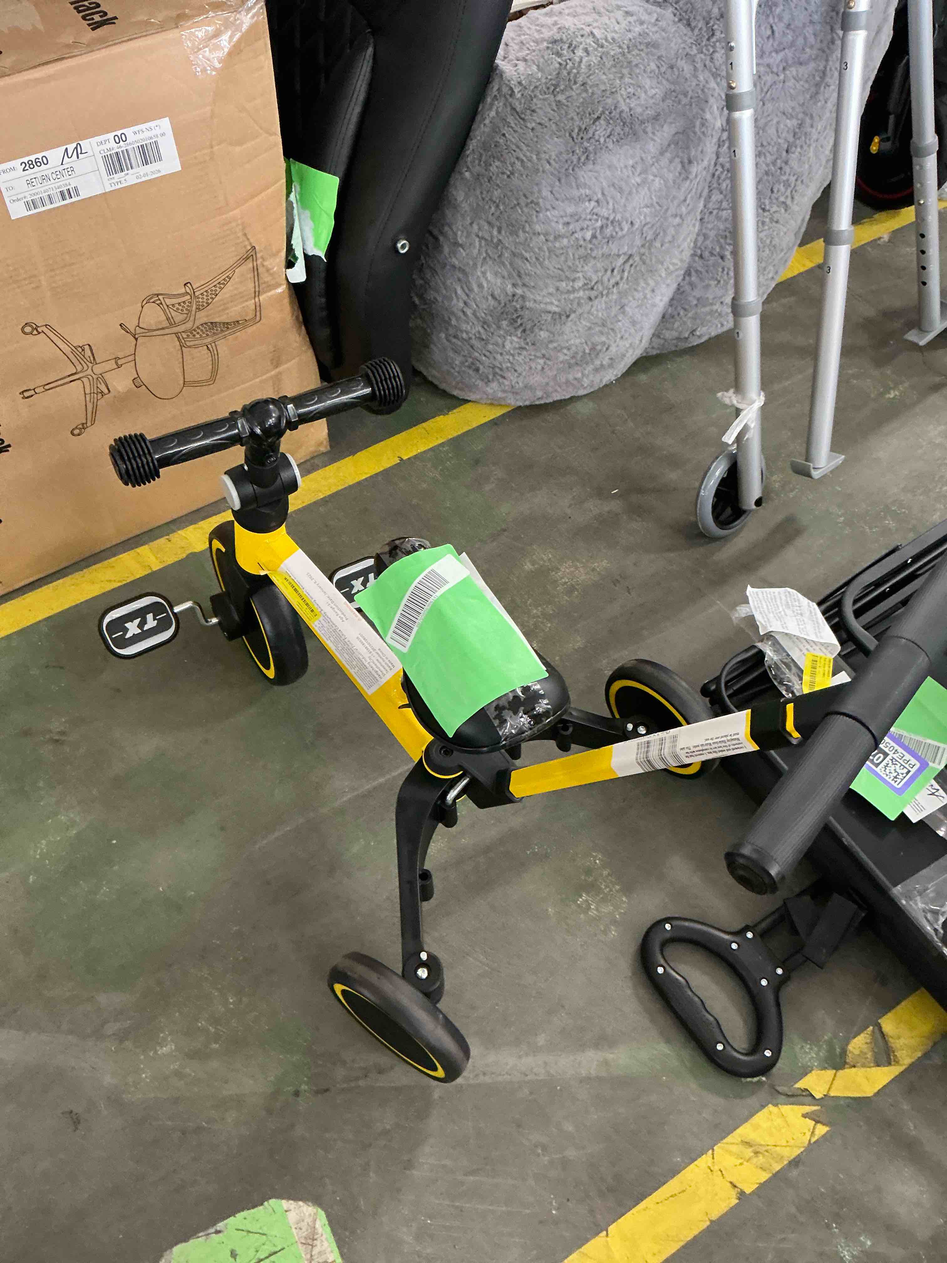 Condition photo showing Good Condition for TNTANTS 4 in 1 Toddler Bike, Kids Tricycle for 1-5 Years Old, Toddler Tricycle for Boy Girl, Baby Balance Bike with Parent Steering Push Handle, Removable Pedal, Adjustable Seat Yellow