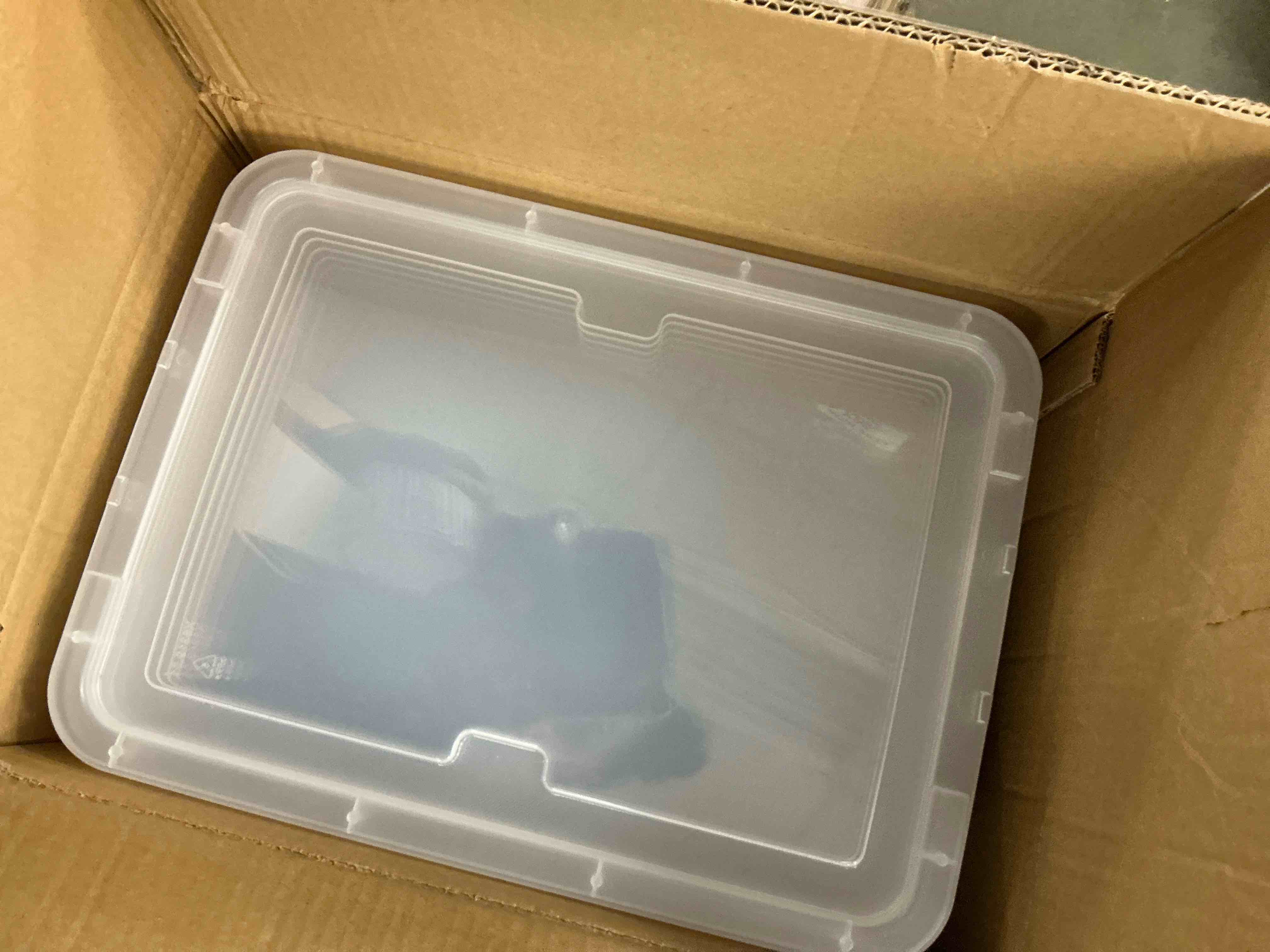 Condition photo showing New/Like New for 17 QT Clear Storage Bins with Lids Large Stackable Plastic (6 Pack) 15.9x11.6x7.3"