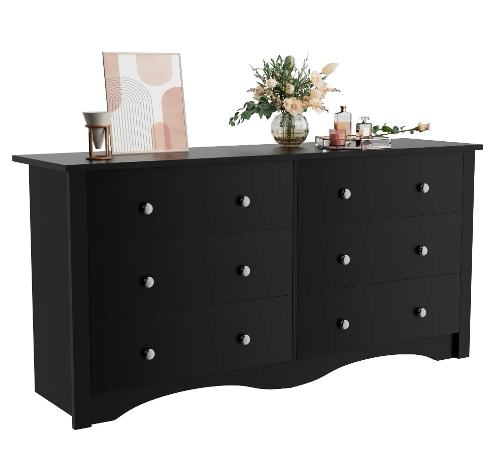 Condition photo showing New/Like New for Homall 6 Drawer Wood Dresser Furniture, Double Tier Storage Cabinet for Bedroom & Living Room,Black Finish