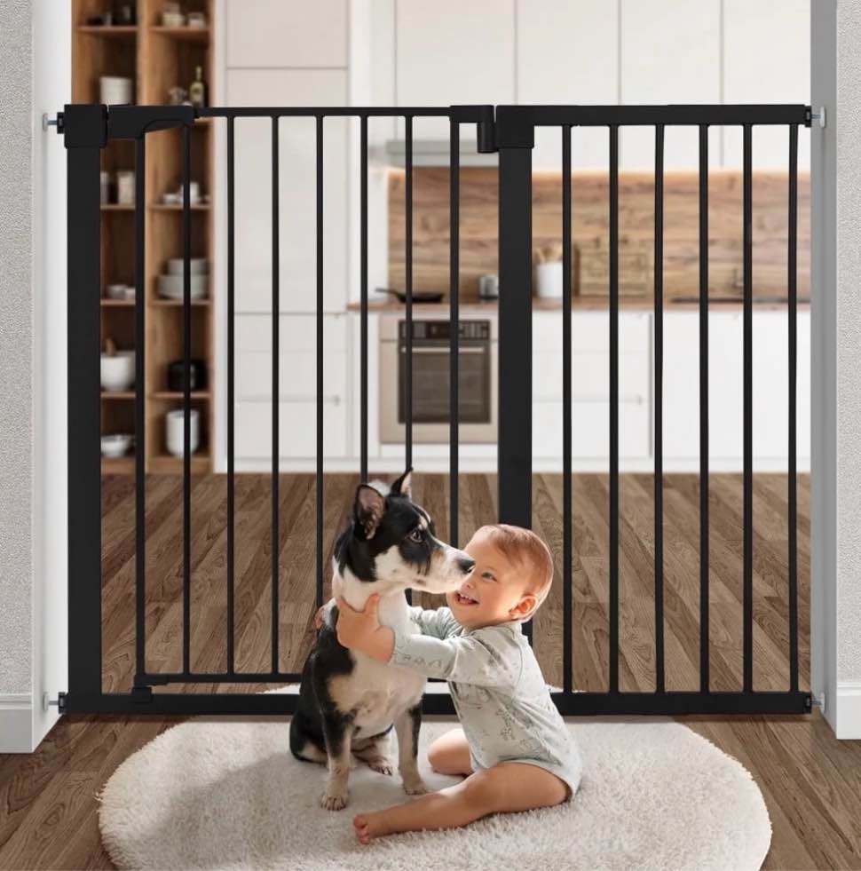 Baby Safety Gate, 36" Tall, 29.5-48.8" for Stairs and Doorway,Pressure Mount Gate for Ages 6 to 36 Months,Black