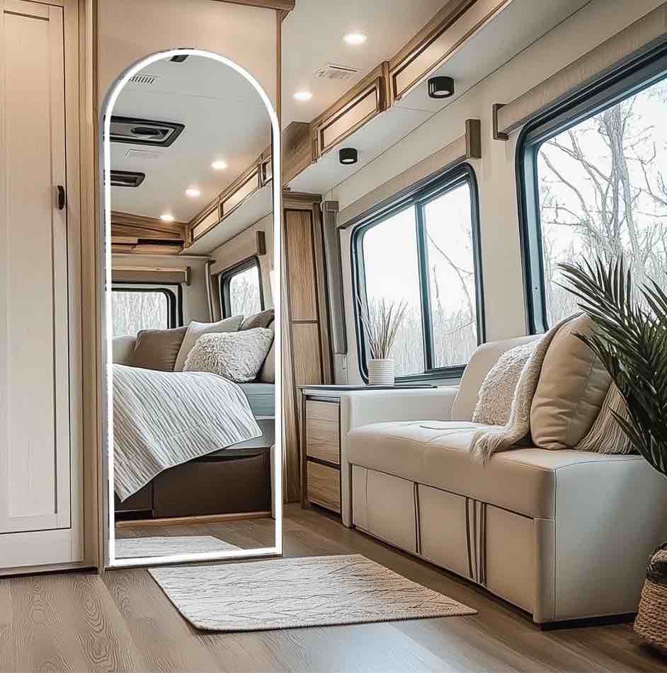 CONCETTA 64 x21  LED Arched Full Length Mirror  Lighted Full Body Mirror with Aluminum Frame and Polished Glass for Bedroom