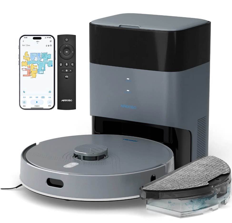 Condition photo showing New/Like New for AIRROBO L50+ Robot Vacuum & Mops - Self Empty, Ultrasonic Carpet Detection, 75 Days Hands-Free, 180min Runtime, Smart App Control