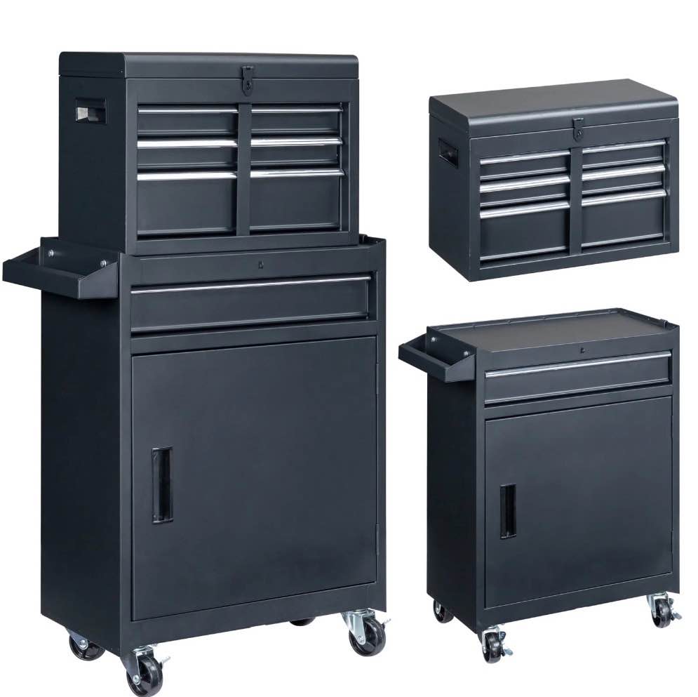 Condition photo showing New/Like New for Ktaxon 4-Drawer 2-IN-1 Rolling Tool Chest Storage Cabinet, Mechanic Tool Organizer Box, 23.2" L x 11" W x 40.2" H, Black