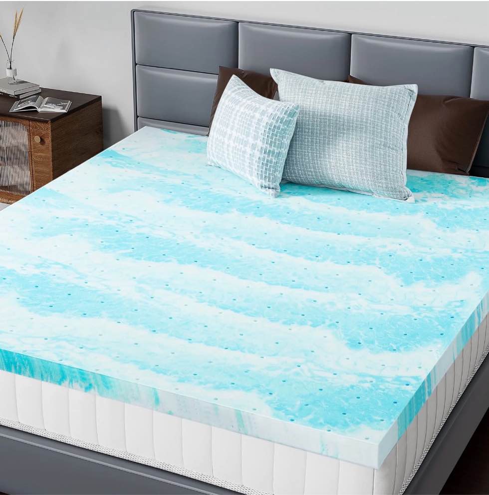 CONCETTA 2 Inch Twin Size Memory Foam Mattress Topper with Cooling Gel, Pressure Relief for Back Pain, Comfort Bed Topper, CertiPUR-US Certified