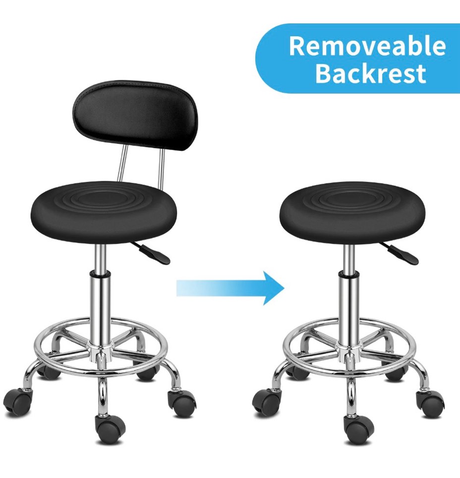 Condition photo showing Good Condition for Ktaxon Swivel Salon Stool Chair with Backrest  Adjustable Hydraulic Rolling Stool Work Salon Drafting Swivel Task Chair