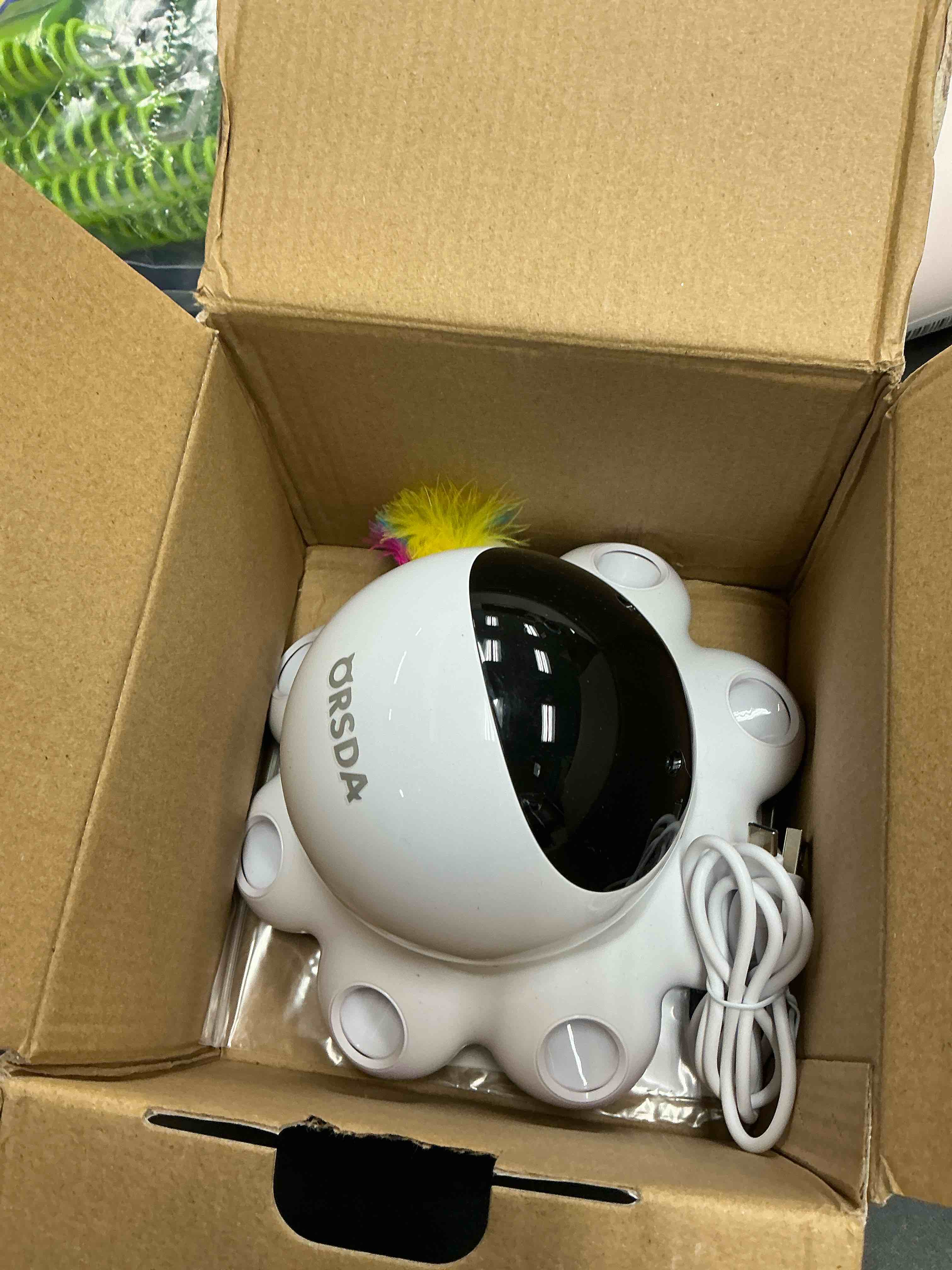 Condition photo showing Good Condition for ORSDA Cat Laser Toy, 2-in-1 Interactive Automatic Motion Activated Moving 8 Holes Whack A Mole Feather, USB Rechargeable Electronic Smart Sensor Kitten Toys for Indoor Exercise Periwinkle