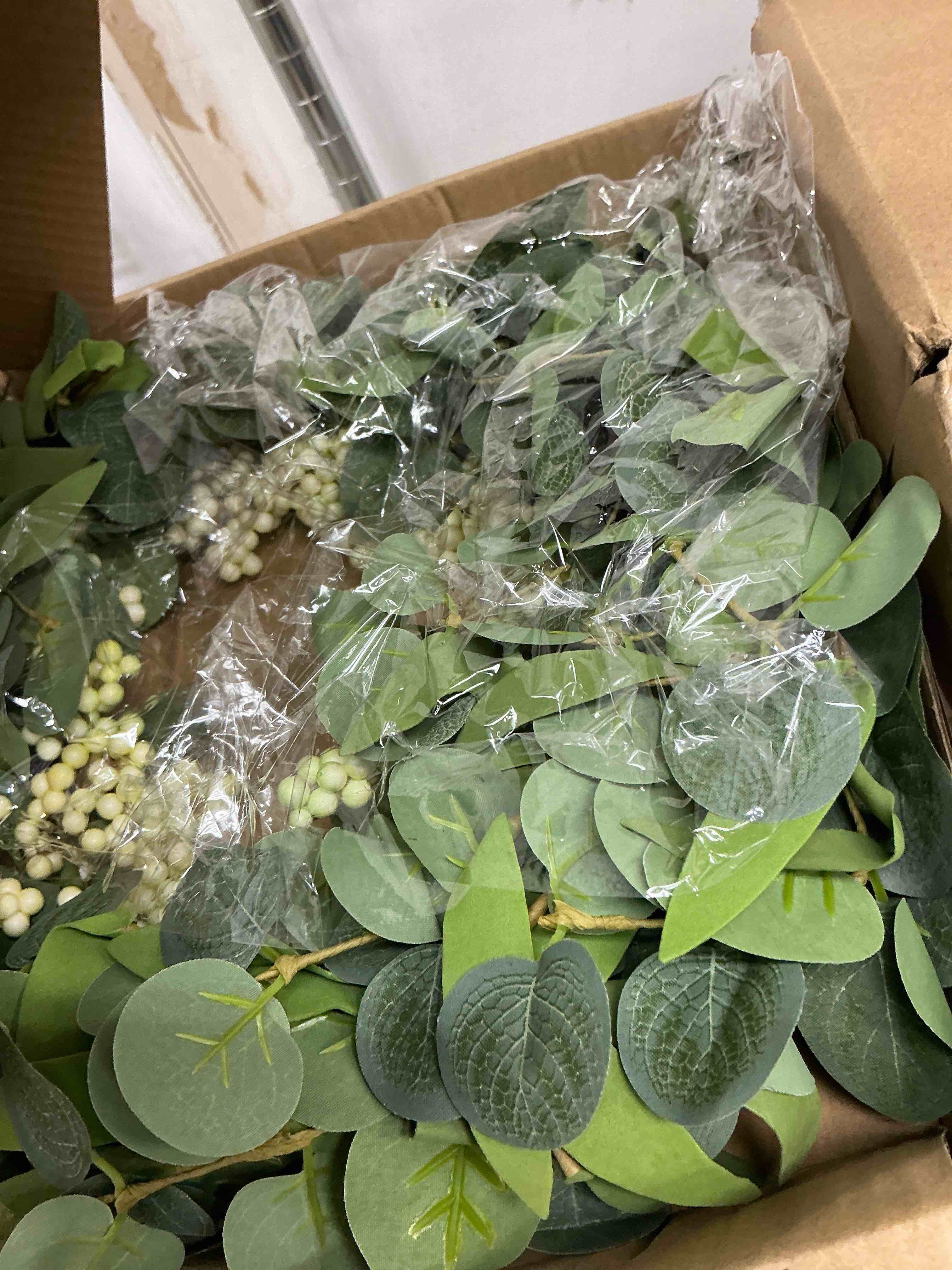 Condition photo showing New/Like New for Pinkpum 20'' Eucalyptus Wreath for Front Door, Porch, Window - Green Decor for Home, Farmhouse - Spring, Summer, Fall, All Seasons White 20''