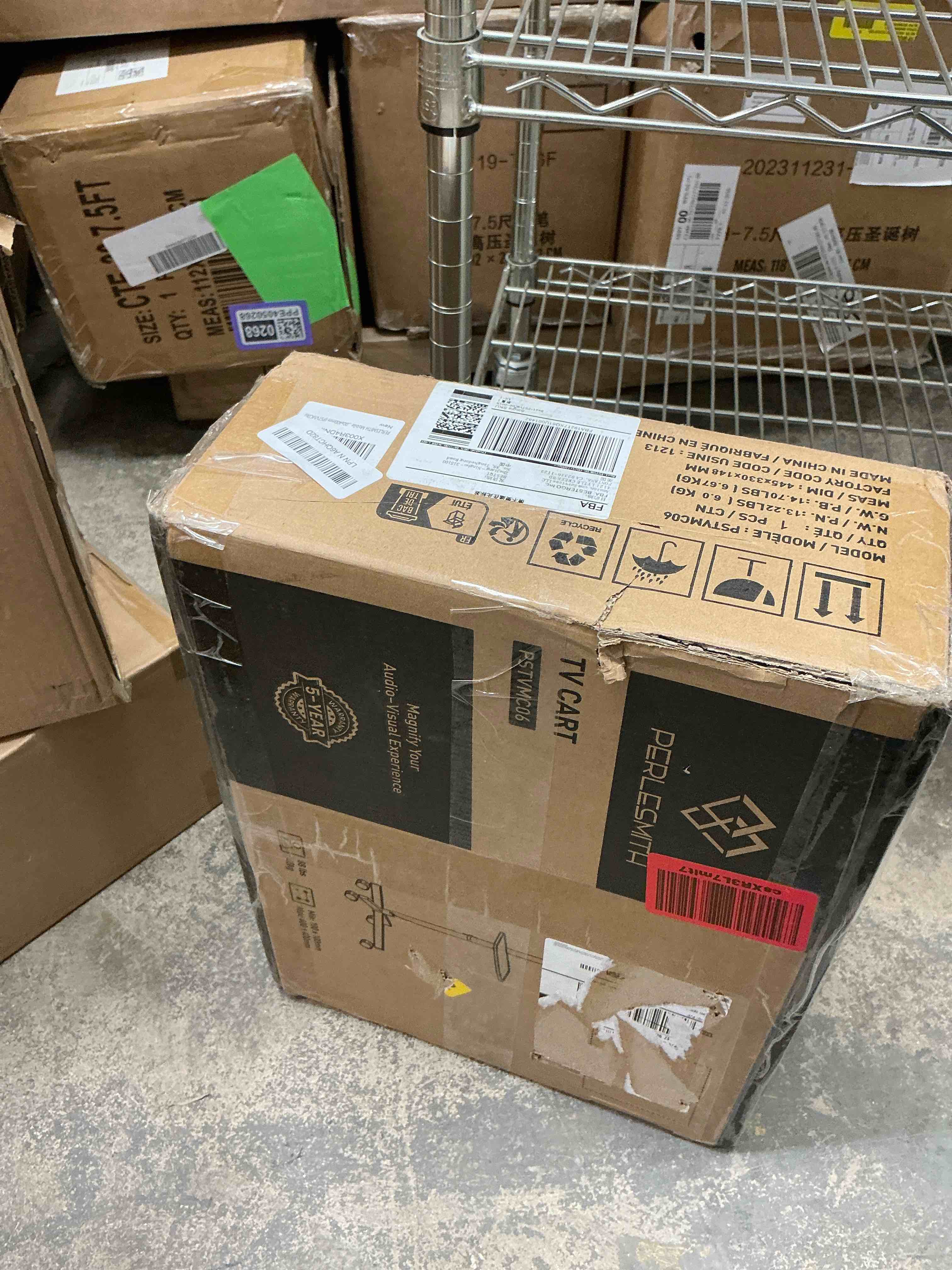 Condition photo showing New/Like New for PERLESMITH Rolling TV Stand, Mobile TV Stand for 23-60 Inch LCD LED TVs, Tilt TV Stand Wheels Holds up to 88Lbs, Portable TV Stand for Bedroom with Shelf, Outdoor TV Stand Max VESA 400x400mm PSTVMC06 23-60 Inch Basic Single-Column