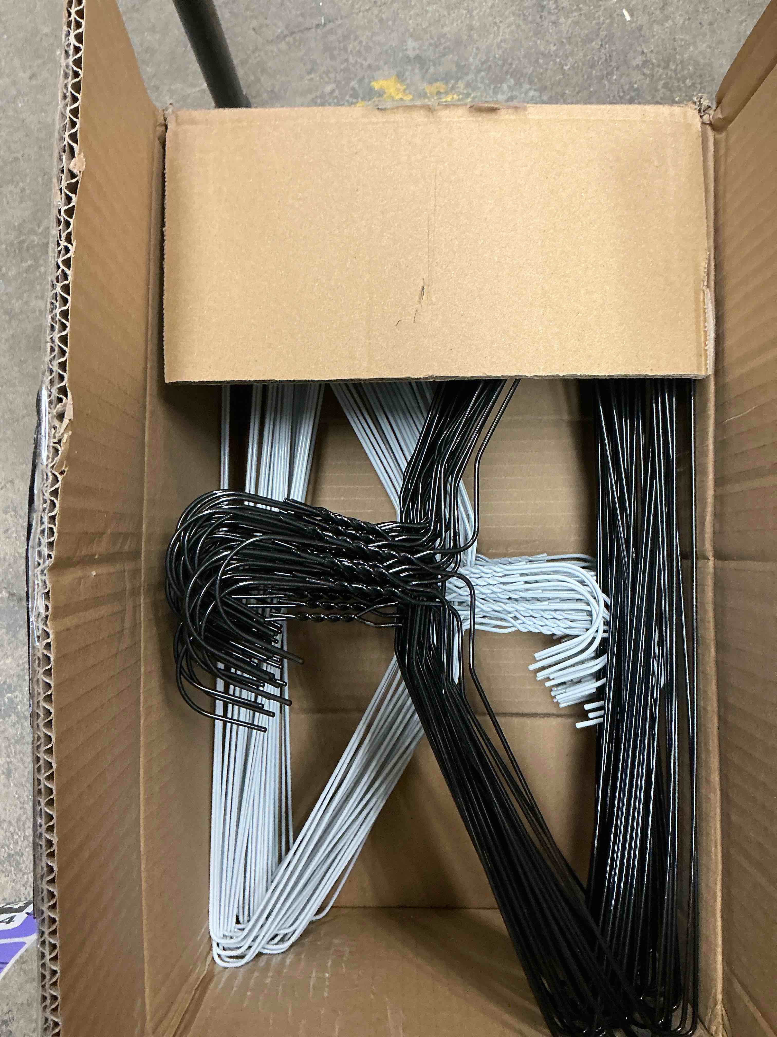 Condition photo showing New/Like New for 120 Pcs Wire Hangers in Bulk Metal Black White Hangers 16" Dry Cleaner Hanger for Cloth Shirts Coat