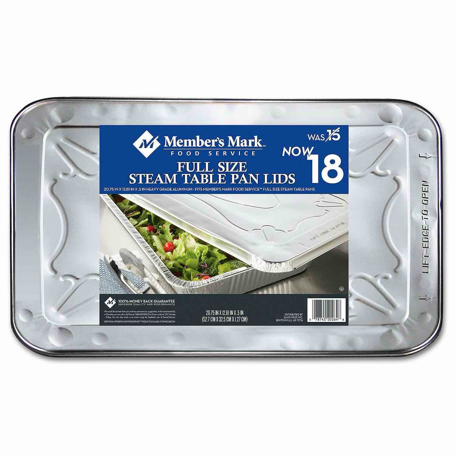 Member's Mark Aluminum Steam Table Lids, Full Size (18 Count)