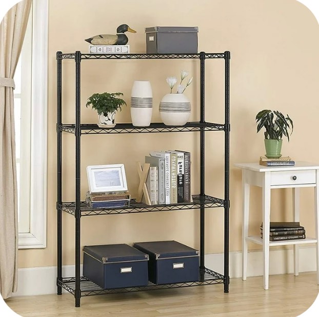 BestOffice 4 Shelf Wire Shelving Unit Garage NSF Wire Shelf Metal Storage Shelves Heavy Duty Height Adjustable for 1000 lbs Capacity Black