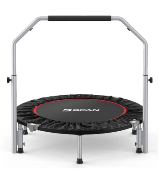 BCAN 40" Foldable Trampoline, Fitness Rebounder with Adjustable Foam Handle, Exercise Trampoline for Adults/kids Indoor/Garden Workout Max Load 330lbs