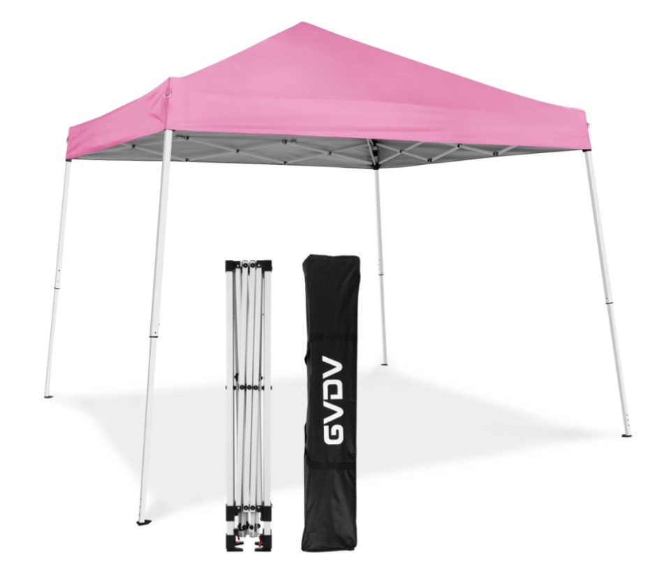 Canopy Tent GVDV 10x10 Ft Pop up Canopy Outdoor Instant Gazebo Tent Slant Legs with Carrying Bag Pink