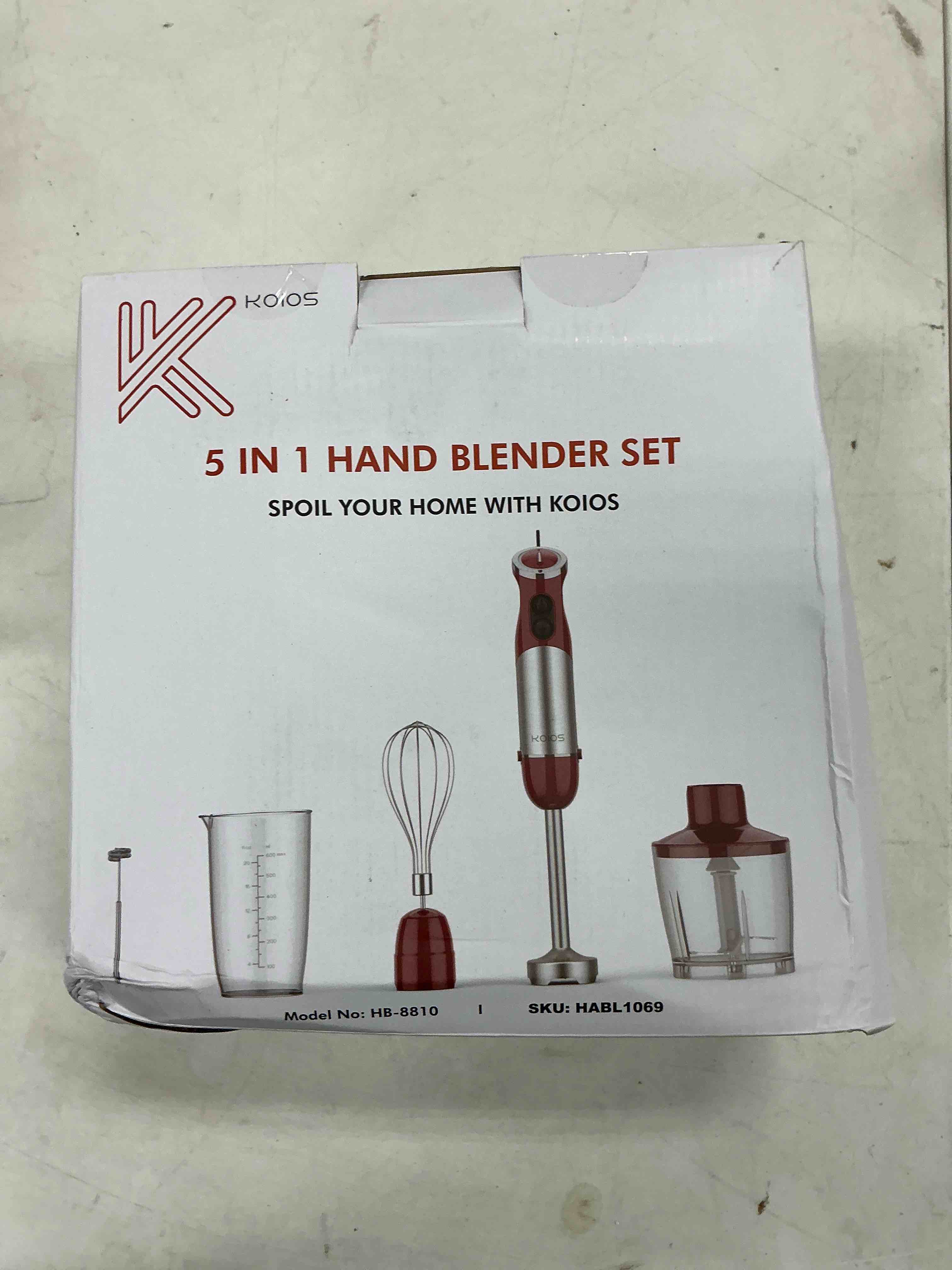 KOIOS 5-in-1 Hand Immersion Blender, 1000W 12 Speed Handheld Blender Stick with Copper Motor Stainle