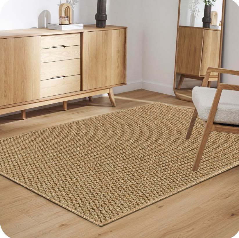 Artnice 5x7 Washable Area Rugs for Living Room, Faux Jute Rug Farmhouse Washable Rug, Non Slip Floor Carpet Mats for Home Décor, Brown