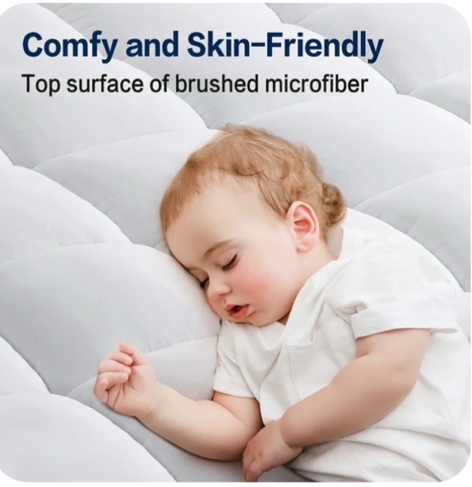 EMONIA 100% 400TC Mattress Topper Full for Back Pain, 900GSM Mattress Pad Pillow Top, Quilted Fitted Mattress Protector Cover with 8-21" Deep Elastic Pocket, Soft Comfort Breathable (White, Full )