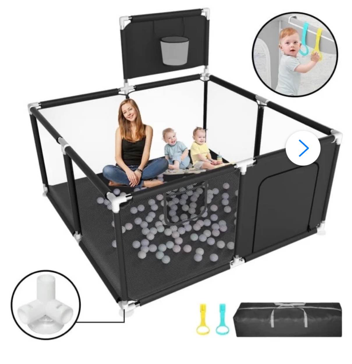 HioHa Baby Playpen, Baby Playard with Basketball Hoop, Portable Play Yard Baby Fences for Infant Toddler