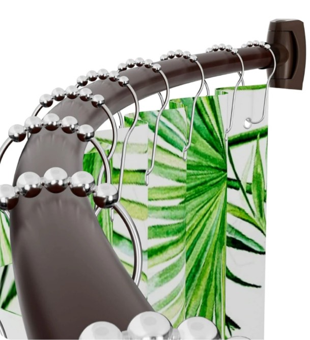 Curved Shower Curtain Rod 43" to 72" Adjustable, Aluminum Rustproof Expandable Round Shower Rod for Bathroom Bathtub Stall, Need to Drill, Bronze