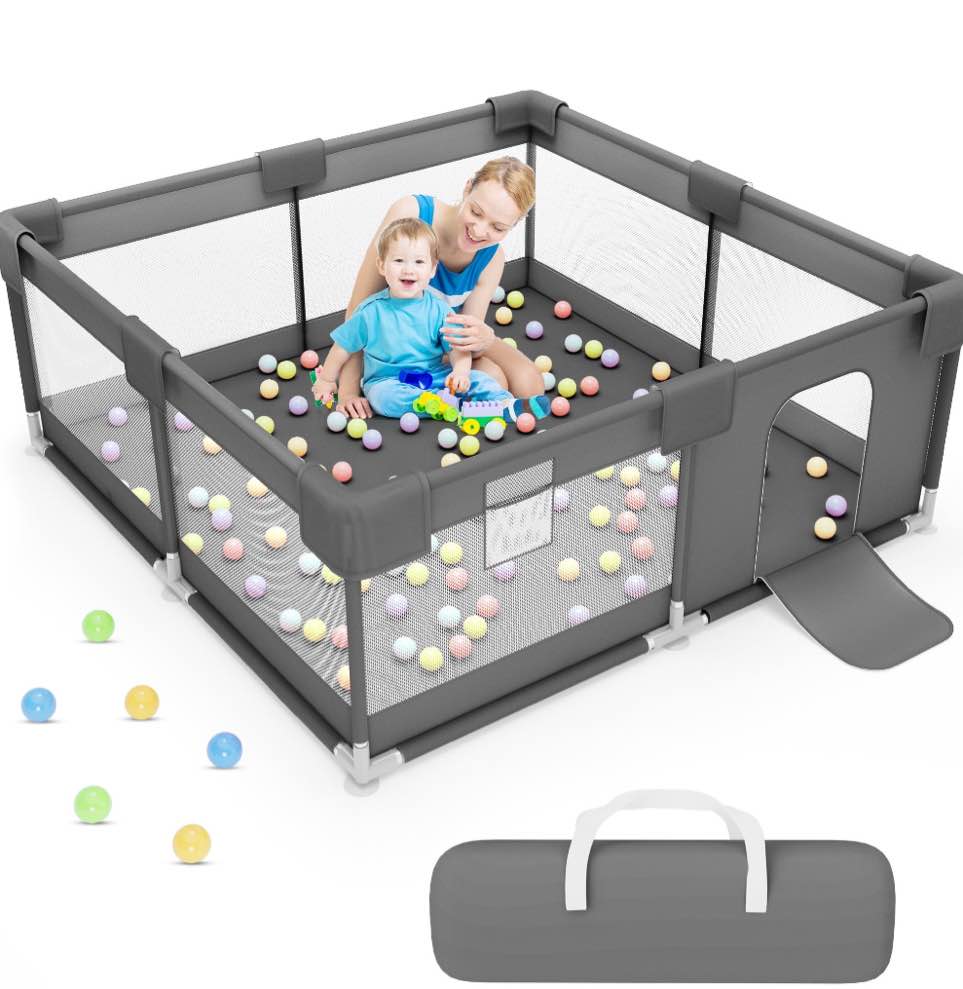 babyeap Baby Playpen,50x50 Inch Baby Playards for Babies and Toddlers,Fence Baby Play Yards for Indoor & Outdoor with Breathable Mesh,Dark Gray
