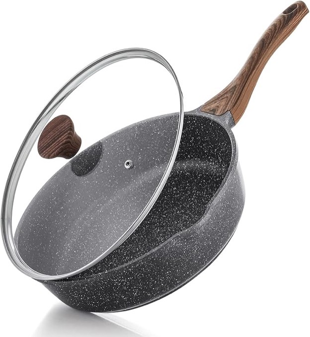 SENSARTE Nonstick Skillet, Deep Frying Pan 10/11/12-inch, Saute Pan with Lid, Stay-cool Handle, Heal